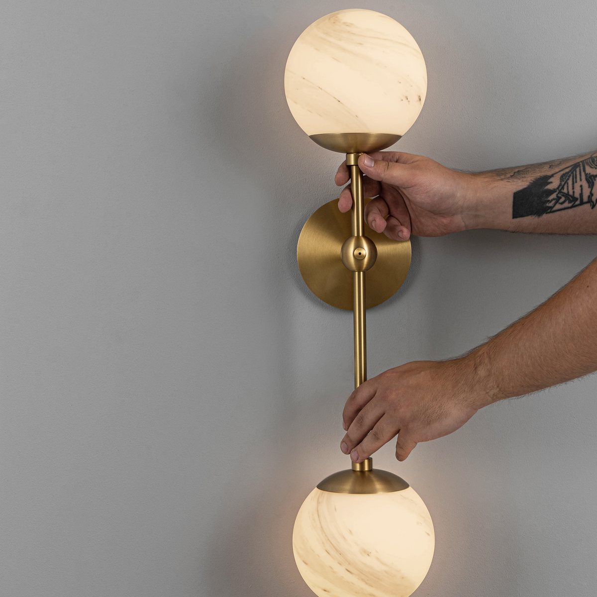 Schwung Armstrong Dual Wall Sconce Light - Marble Glass