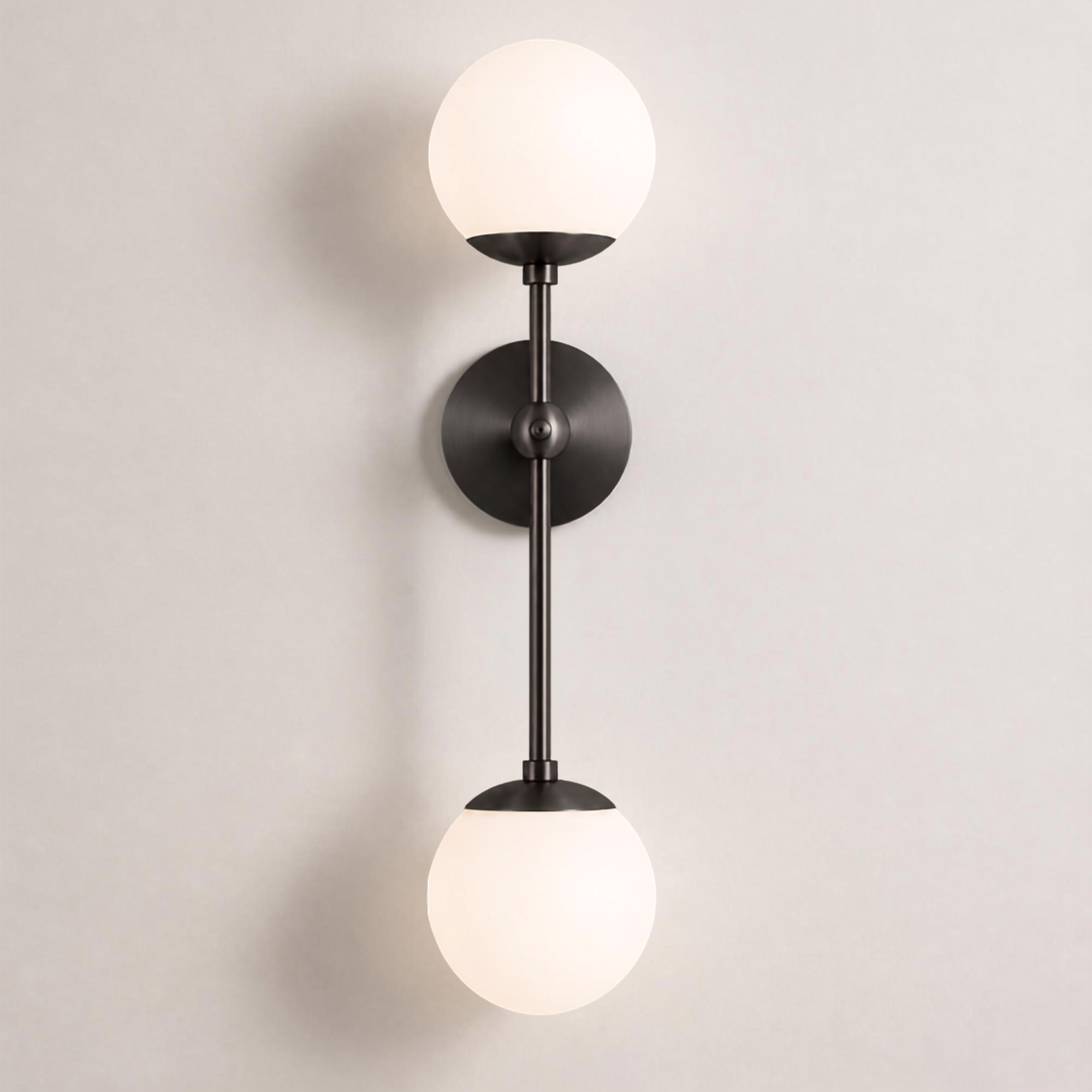 Schwung Armstrong Dual Wall Sconce Light - Opal Mat Glass