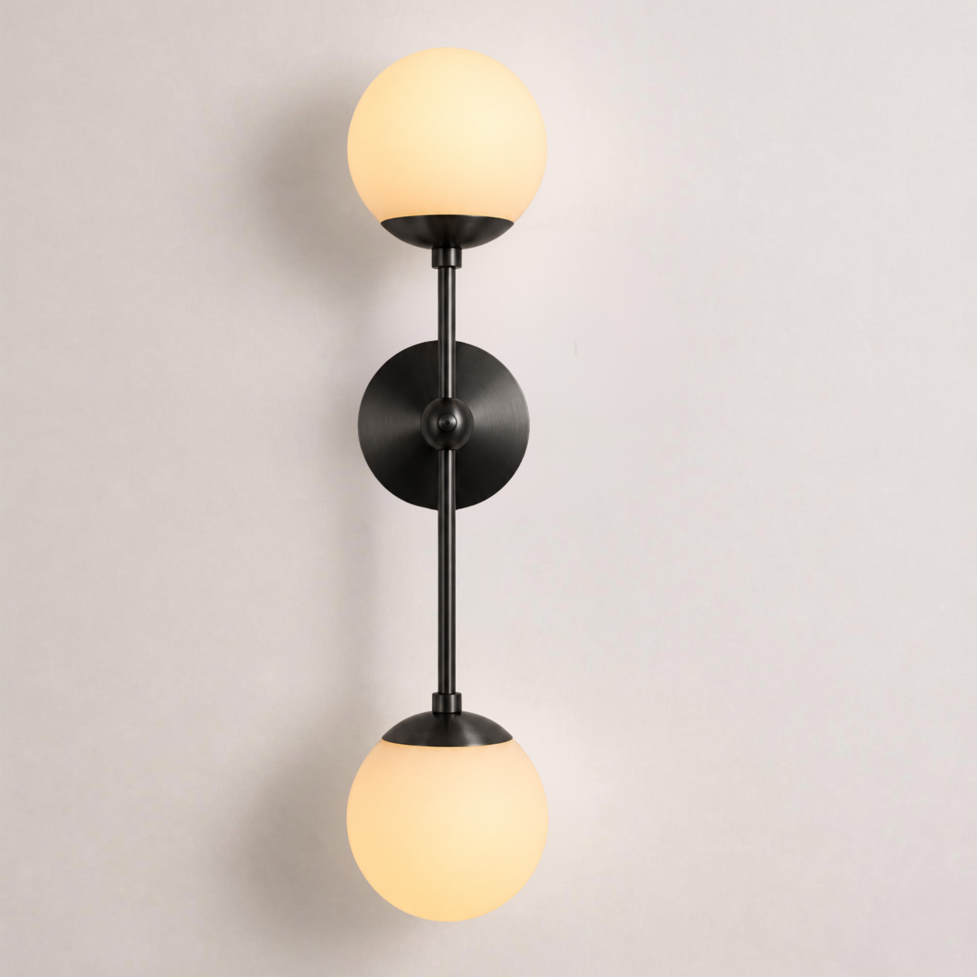 Schwung Armstrong Dual Wall Sconce Light - Opal Mat Glass