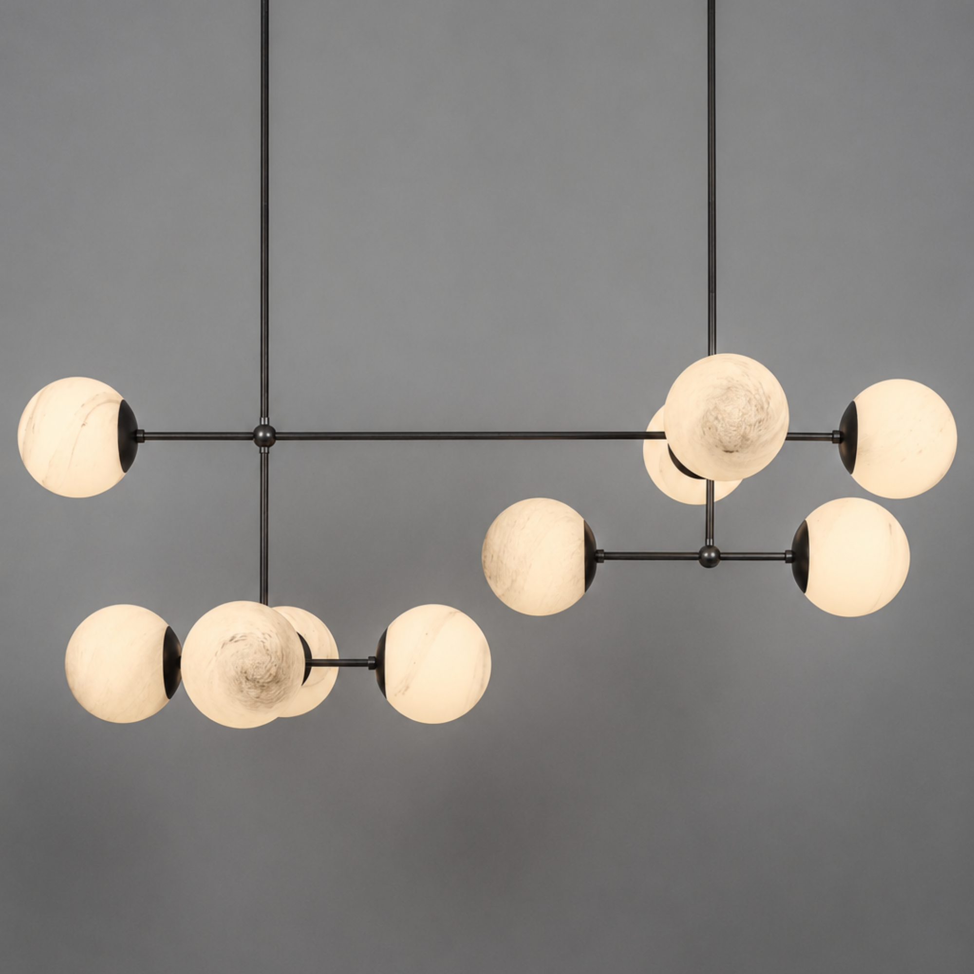 Schwung Armstrong Linear 10 Light Chandelier - Marble Glass
