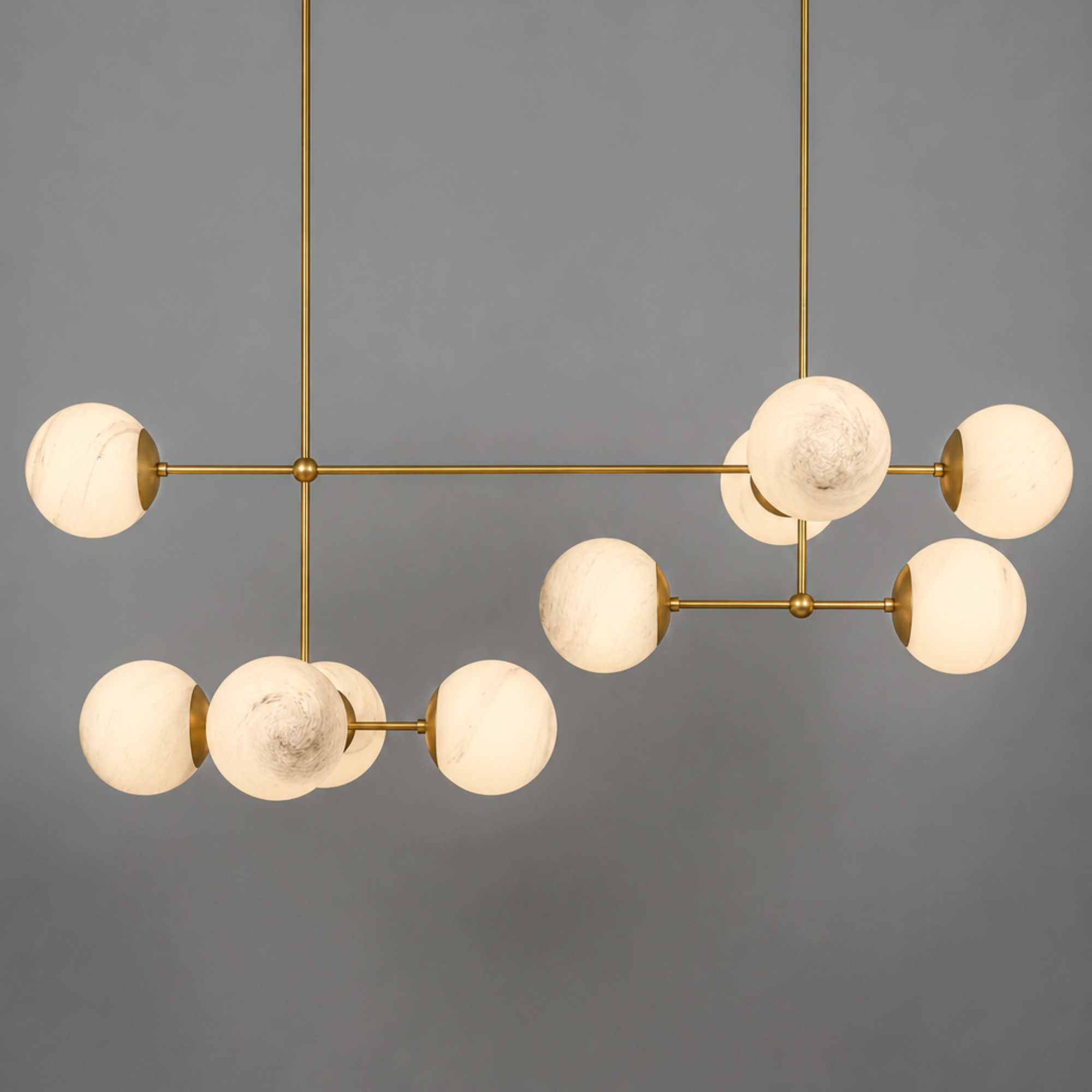 Schwung Armstrong Linear 10 Light Chandelier - Marble Glass