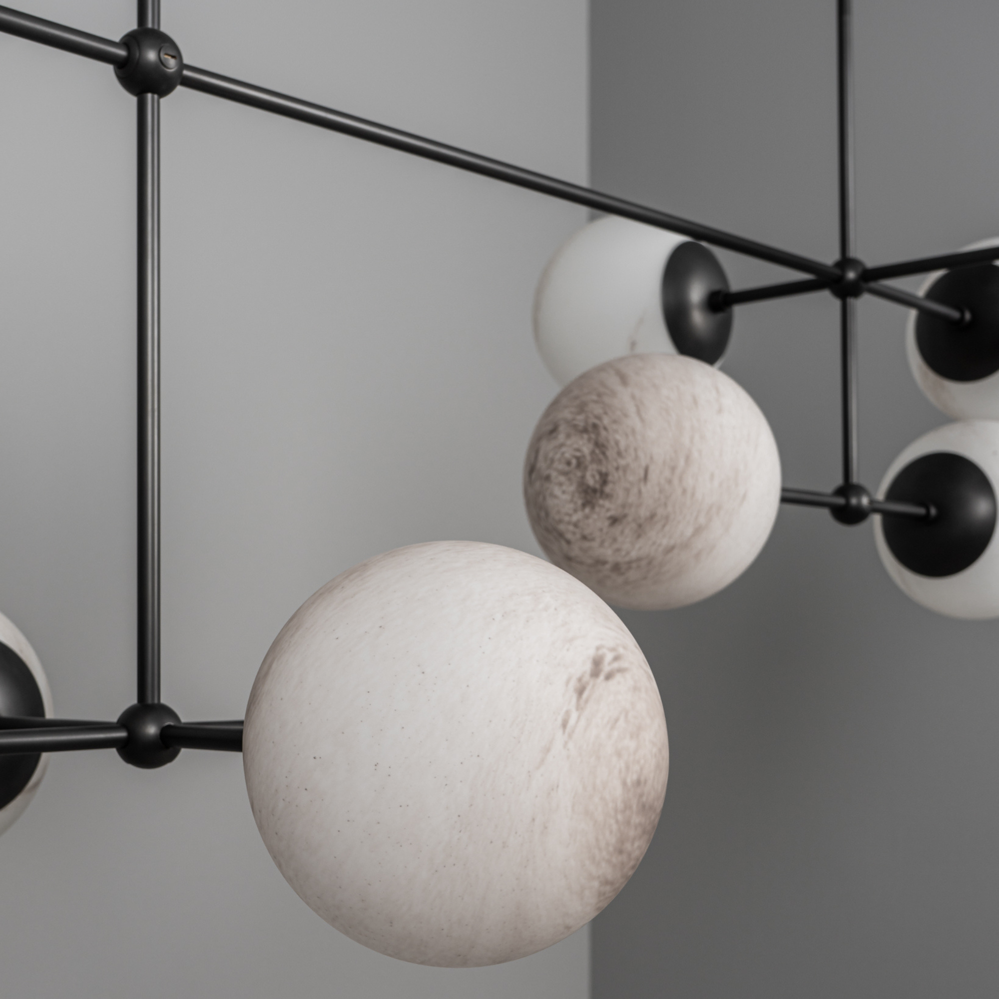 Schwung Armstrong Linear 10 Light Chandelier - Marble Glass