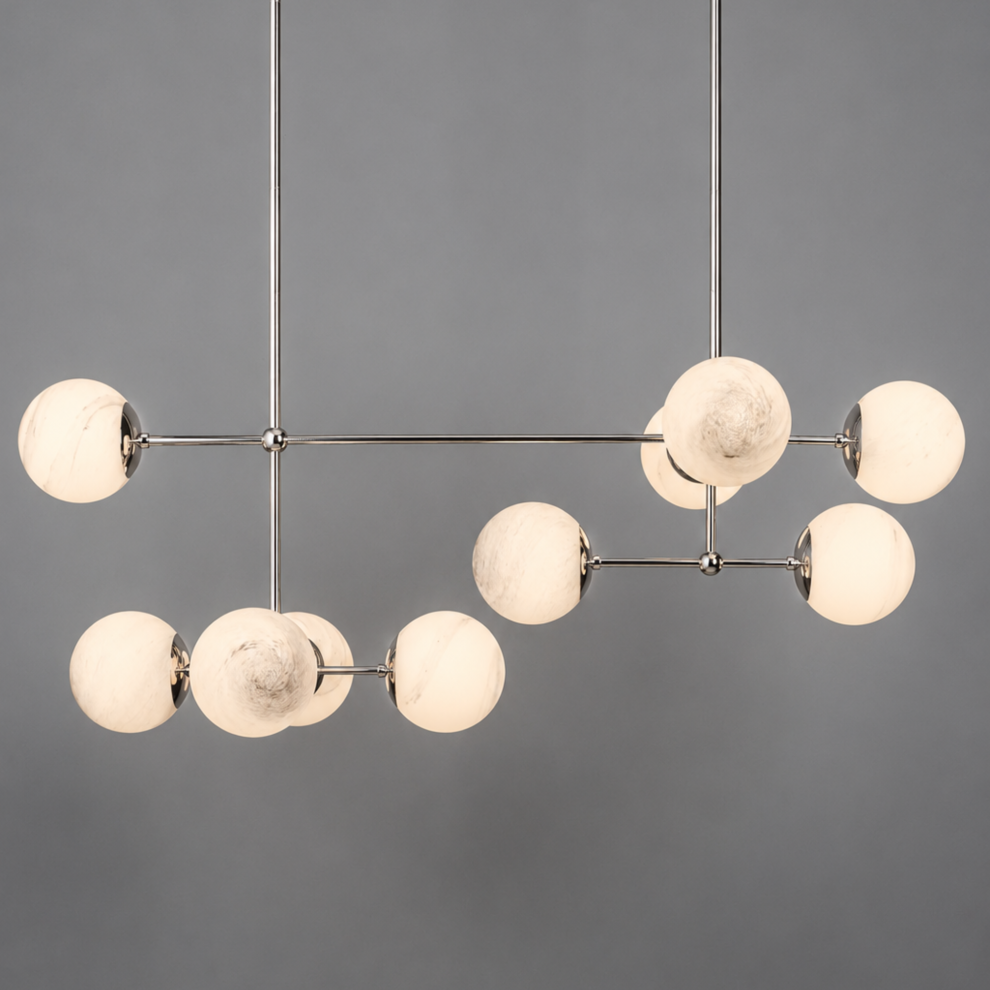 Schwung Armstrong Linear 10 Light Chandelier - Marble Glass