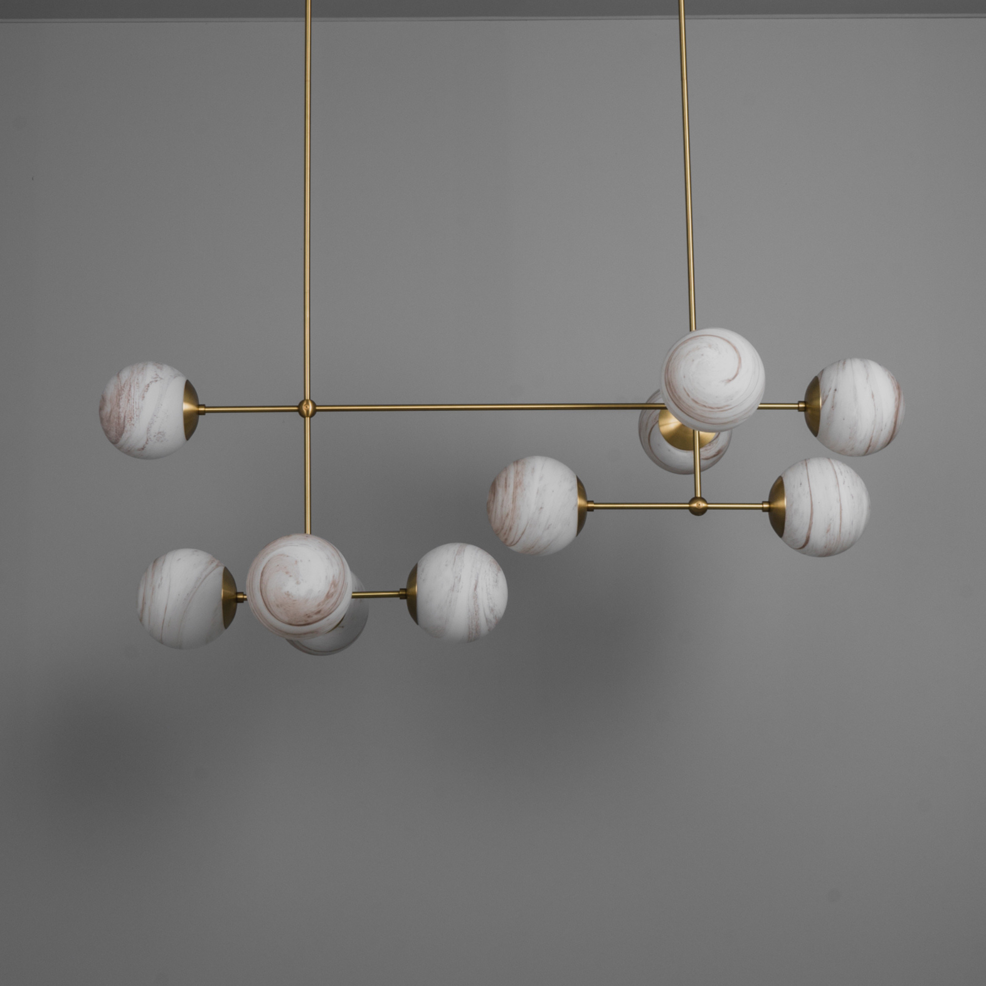 Schwung Armstrong Linear 10 Light Chandelier - Marble Glass