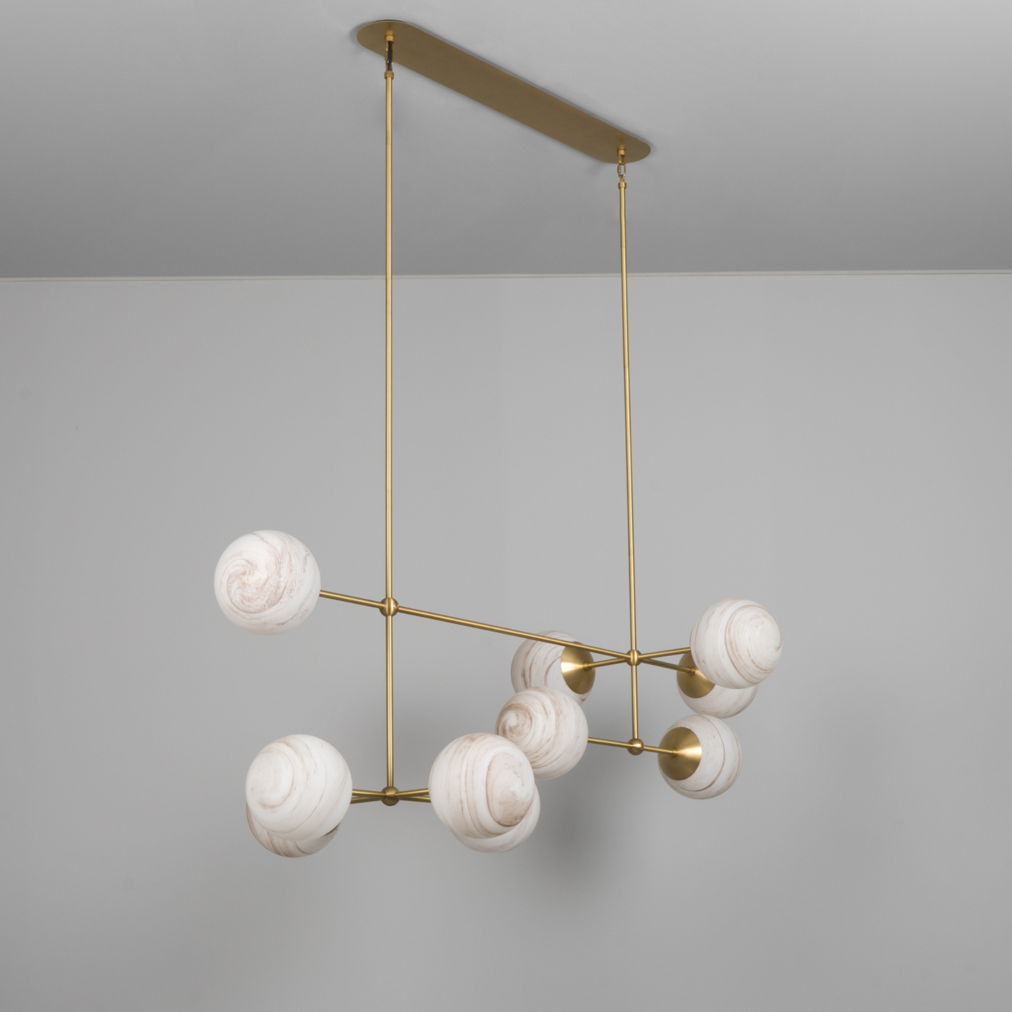Schwung Armstrong Linear 10 Light Chandelier - Marble Glass