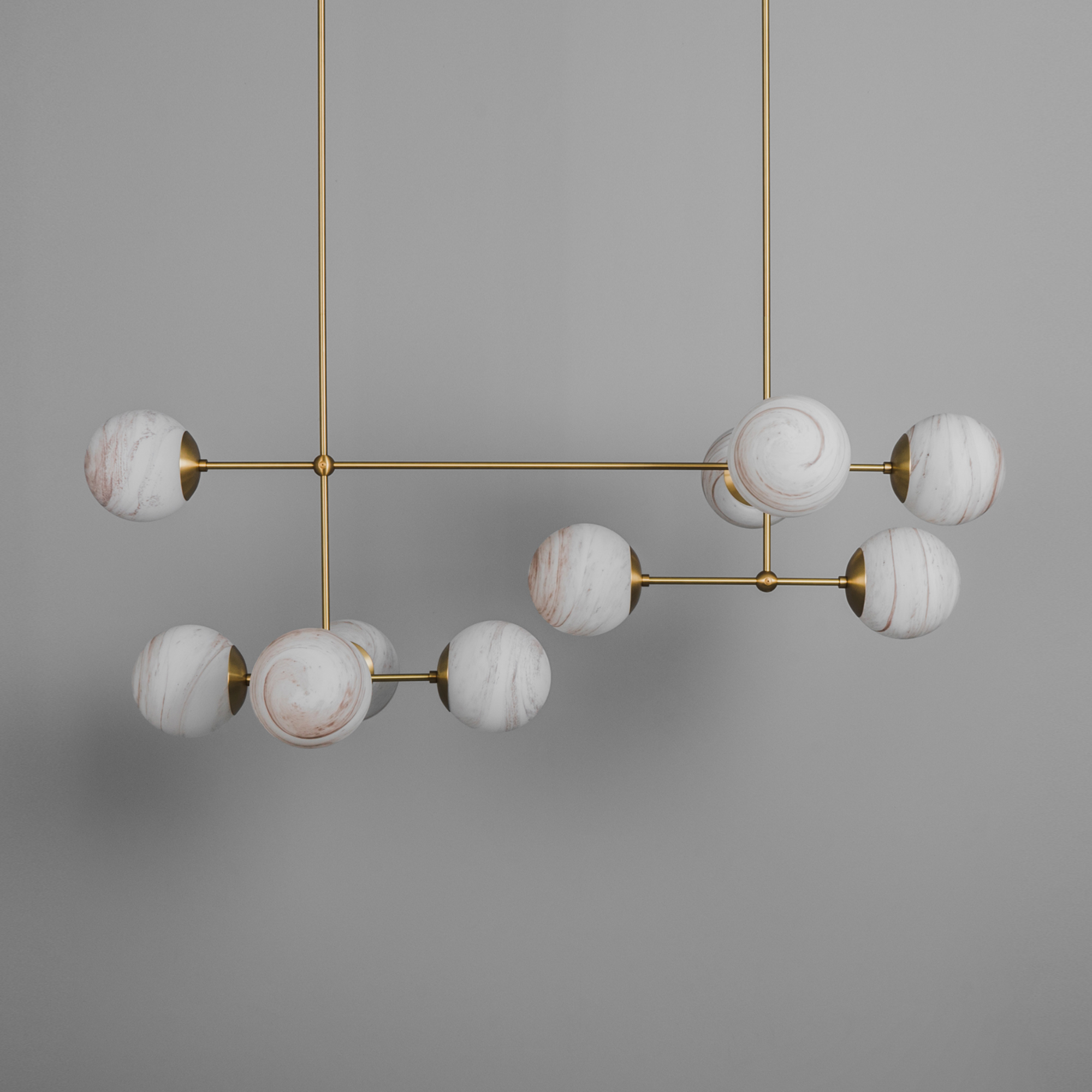 Schwung Armstrong Linear 10 Light Chandelier - Marble Glass