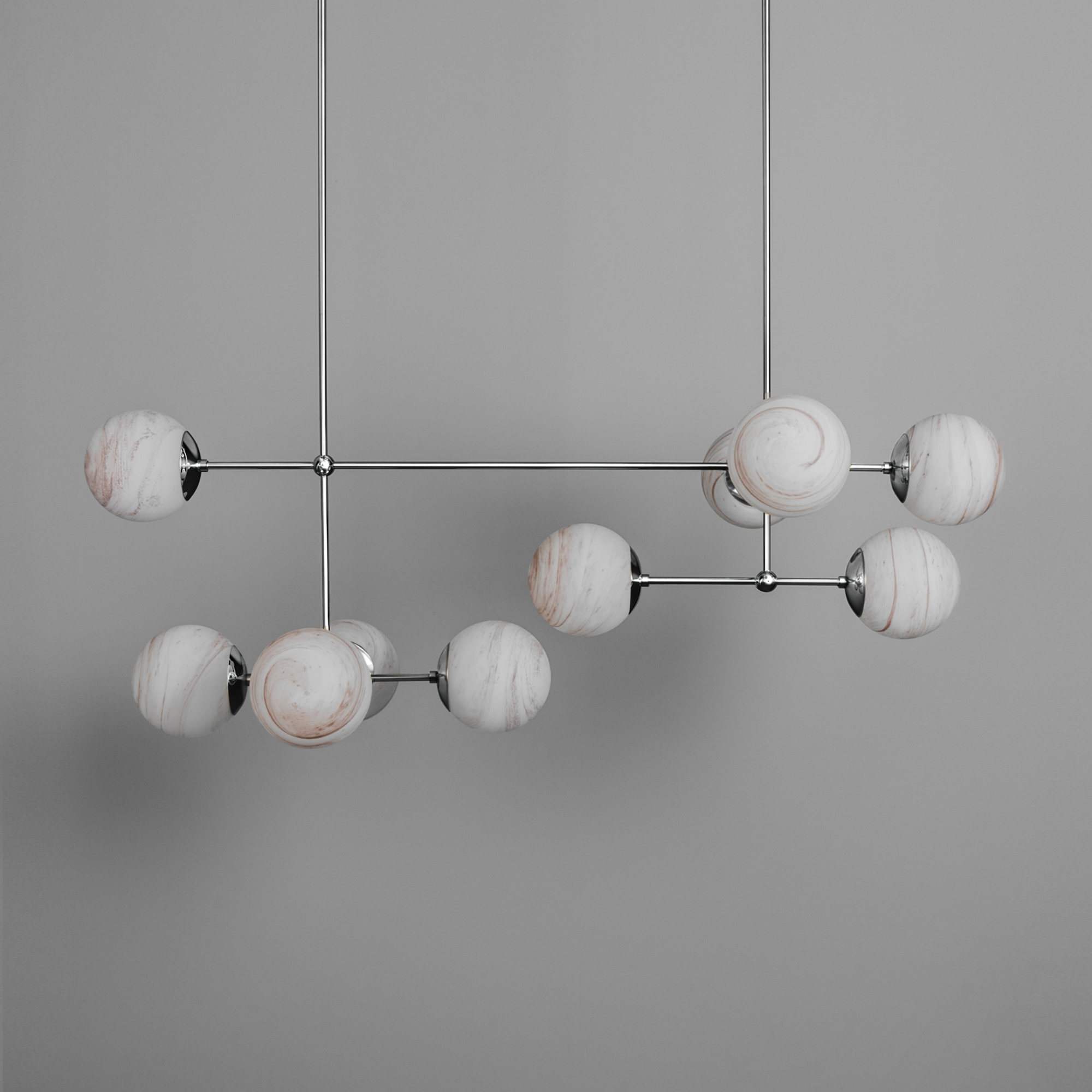 Schwung Armstrong Linear 10 Light Chandelier - Marble Glass