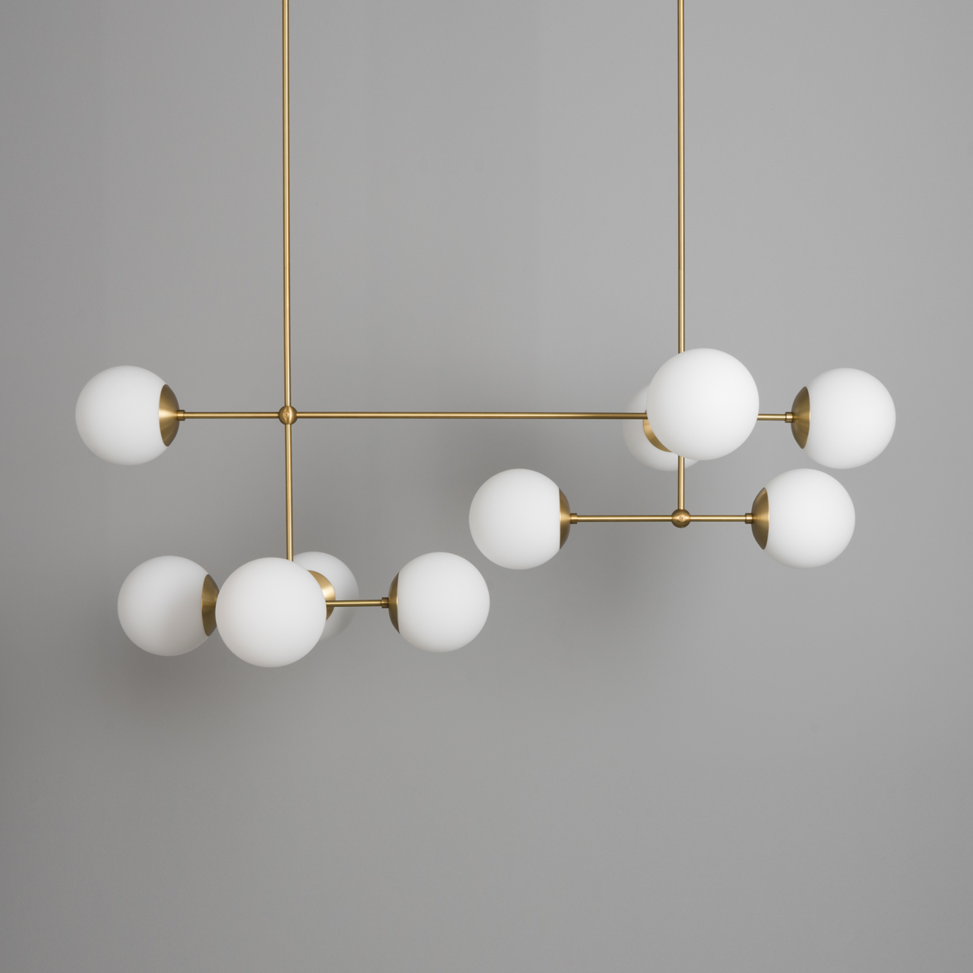 Schwung Armstrong Linear 10 Light Chandelier - Opal Mat Glass