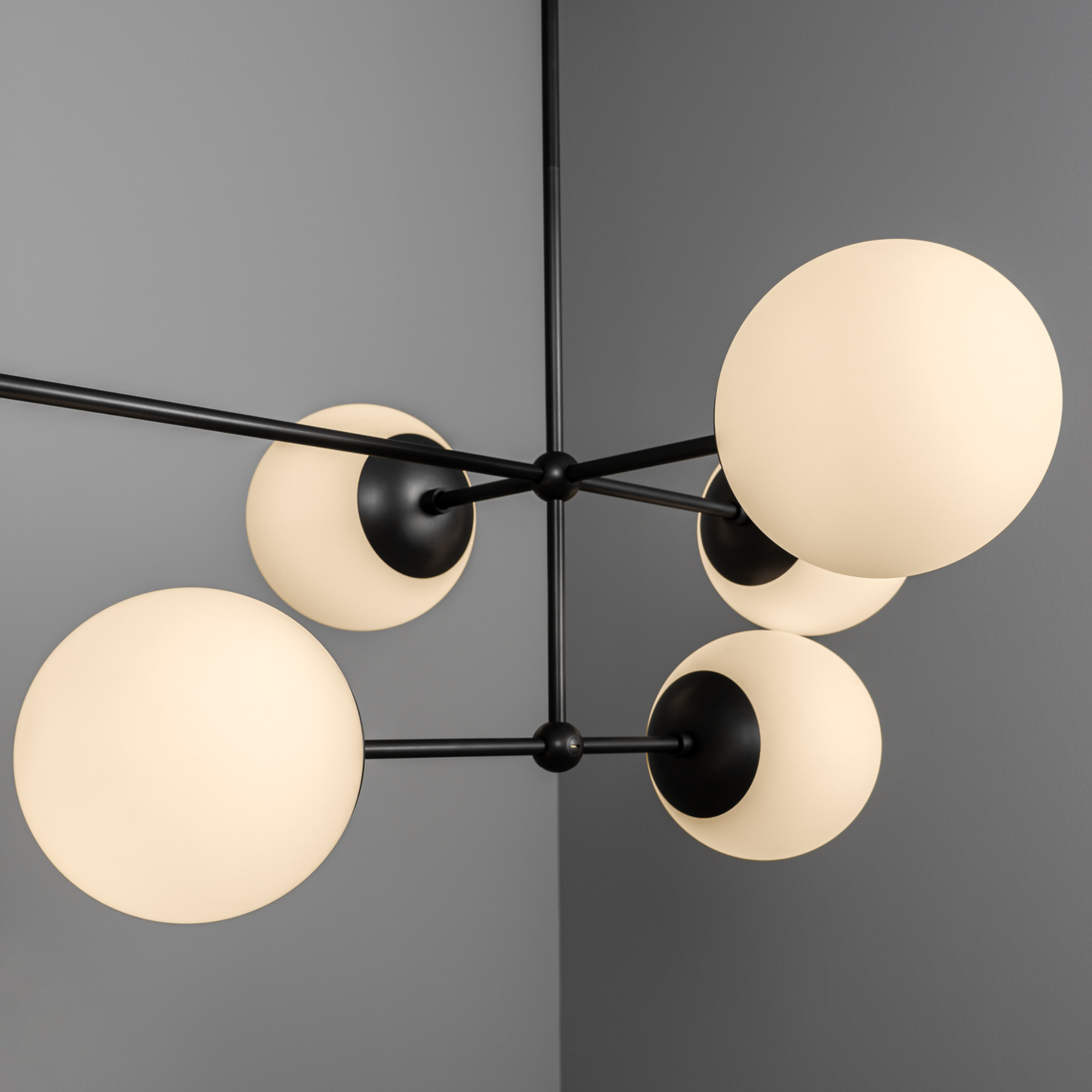 Schwung Armstrong Linear 10 Light Chandelier - Opal Mat Glass