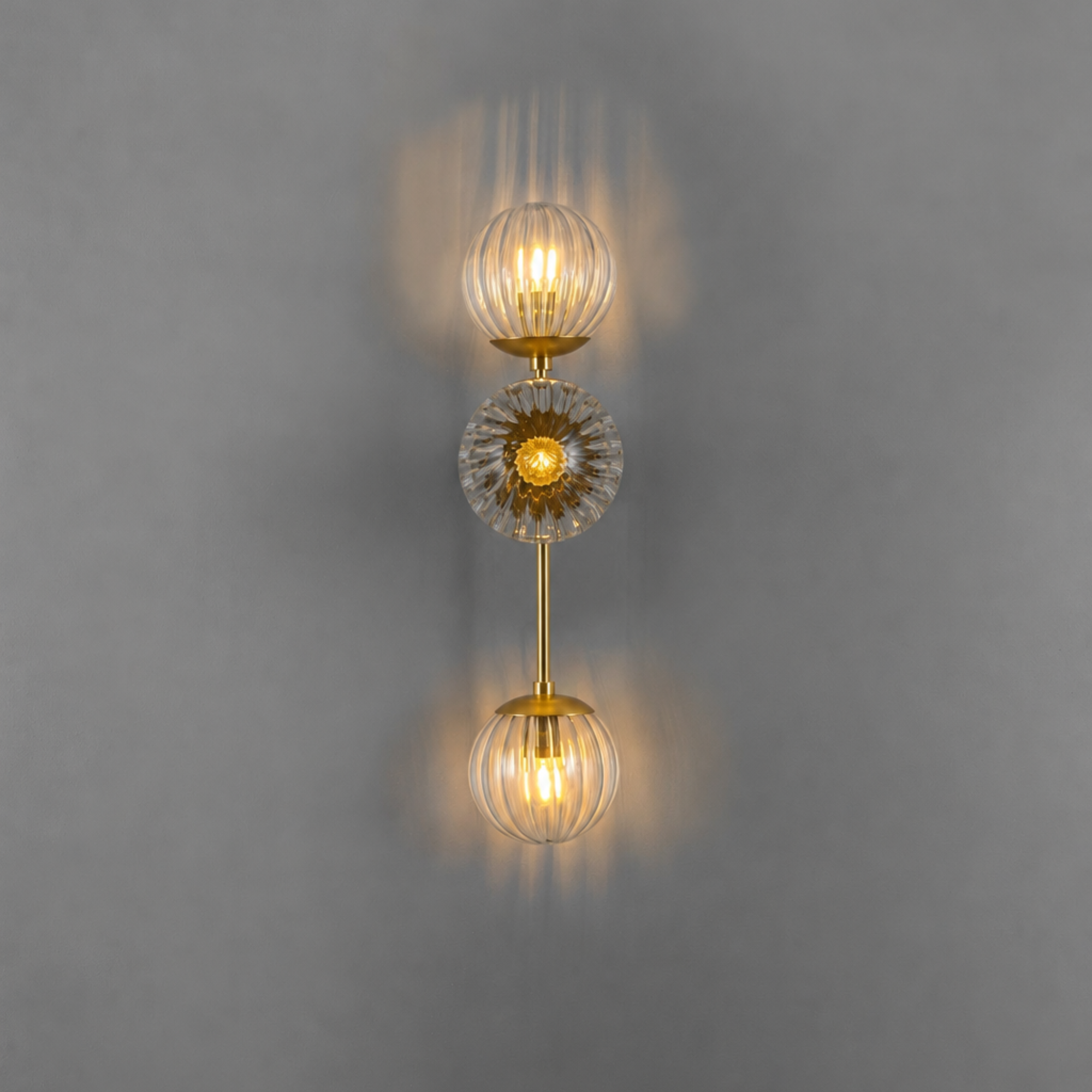 Schwung Armstrong Triple Wall Sconce Light - Dries Ribbon Glass