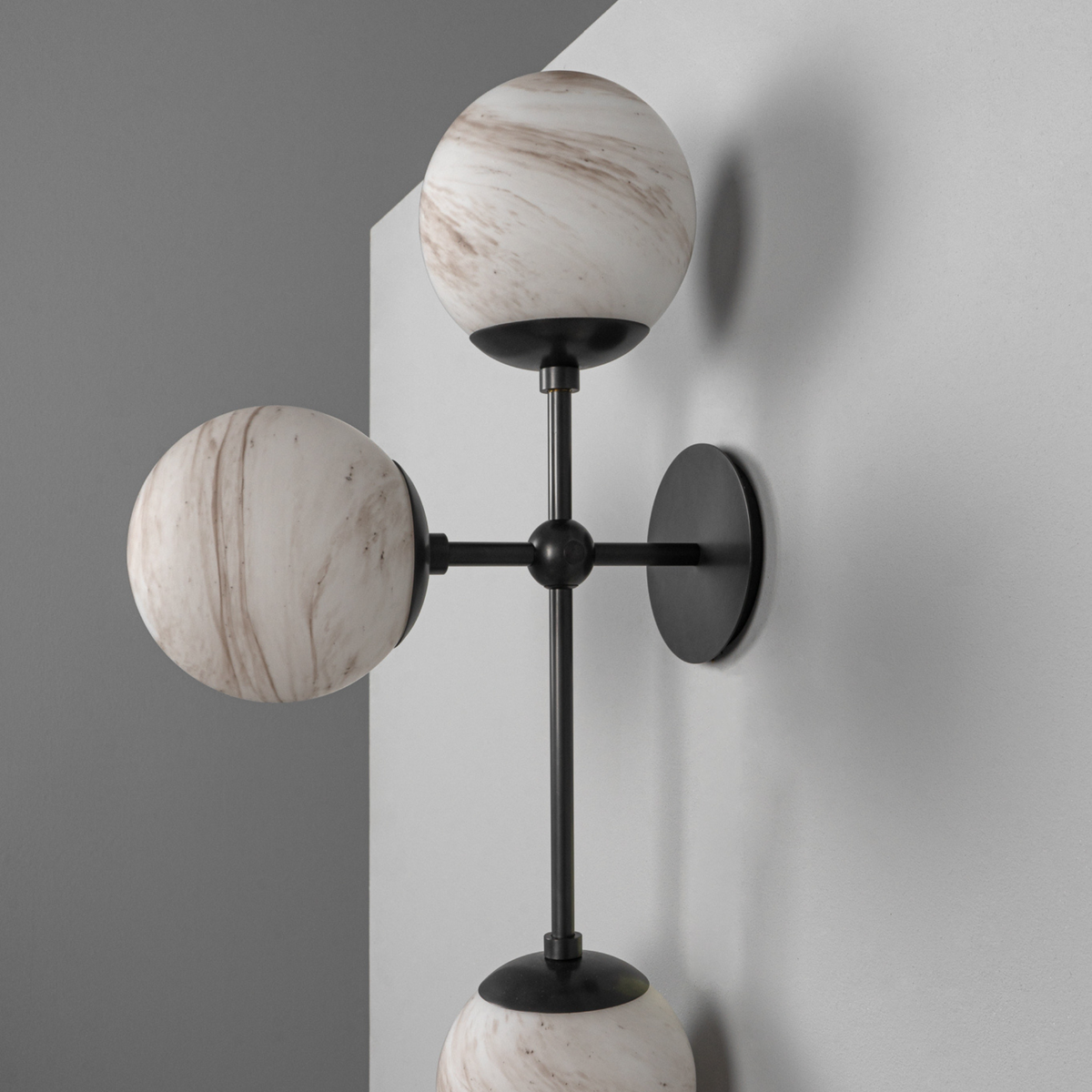Schwung Armstrong Triple Wall Sconce Light - Marble Glass