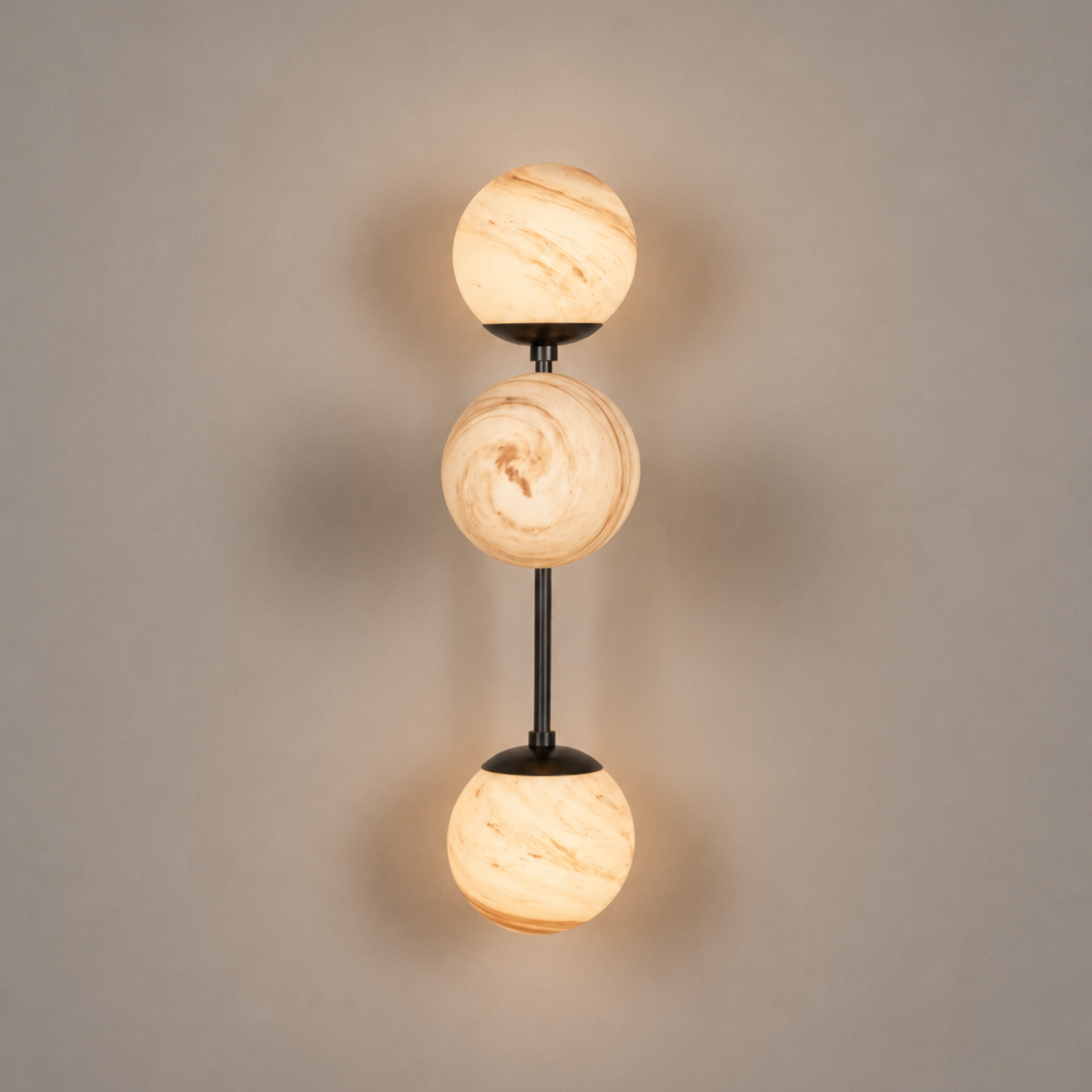 Schwung Armstrong Triple Wall Sconce Light - Marble Glass