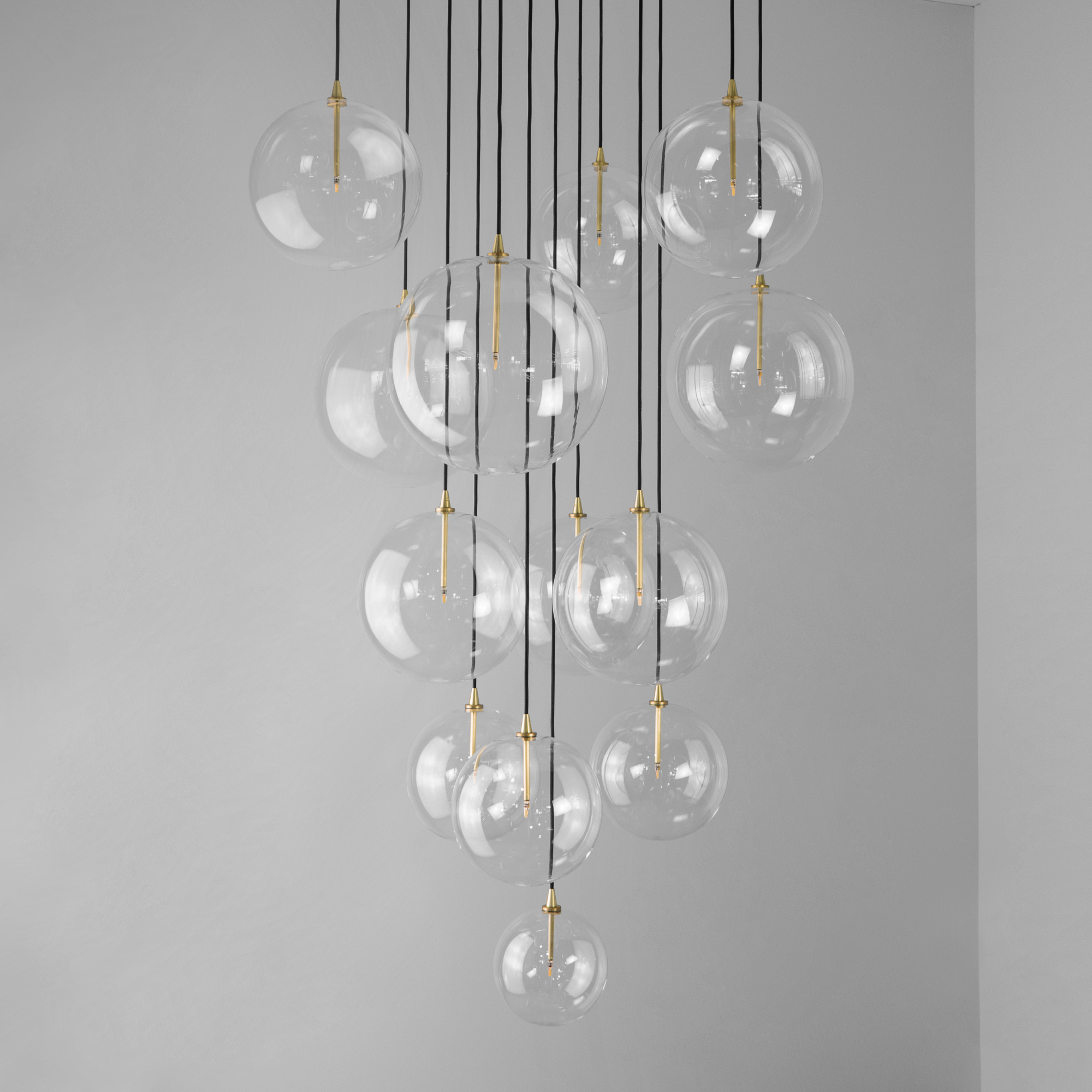 Schwung Cluster 13 Light Mix Chandelier - Transparent Glass
