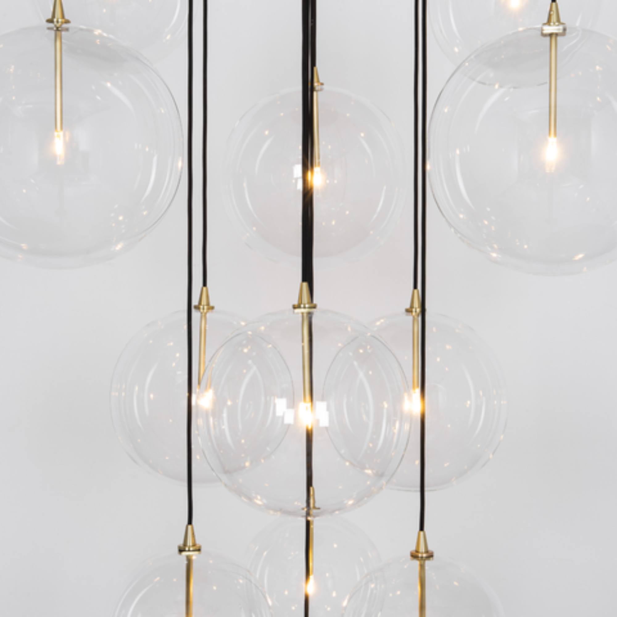 Schwung Cluster 13 Light Mix Chandelier - Transparent Glass