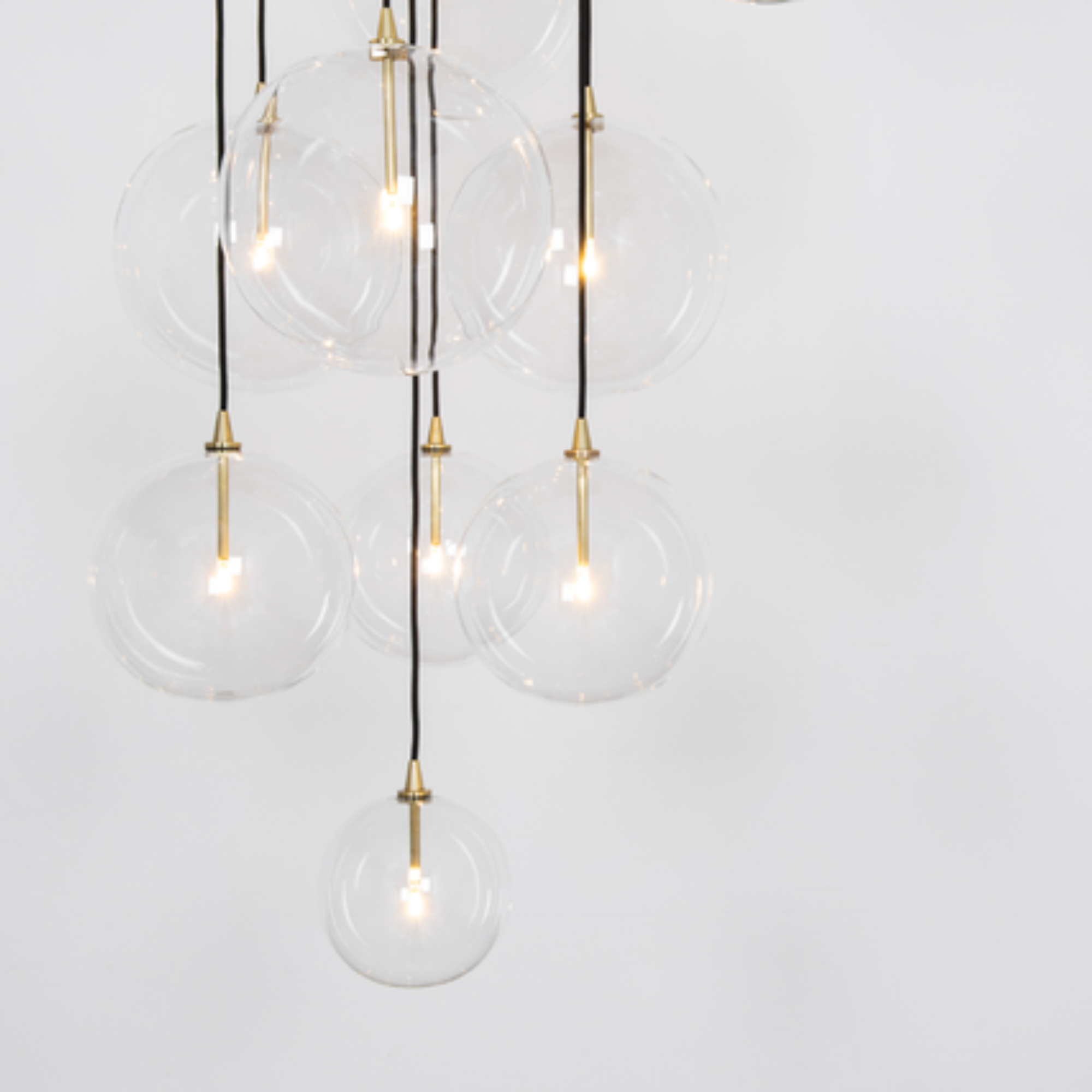 Schwung Cluster 13 Light Mix Chandelier - Transparent Glass