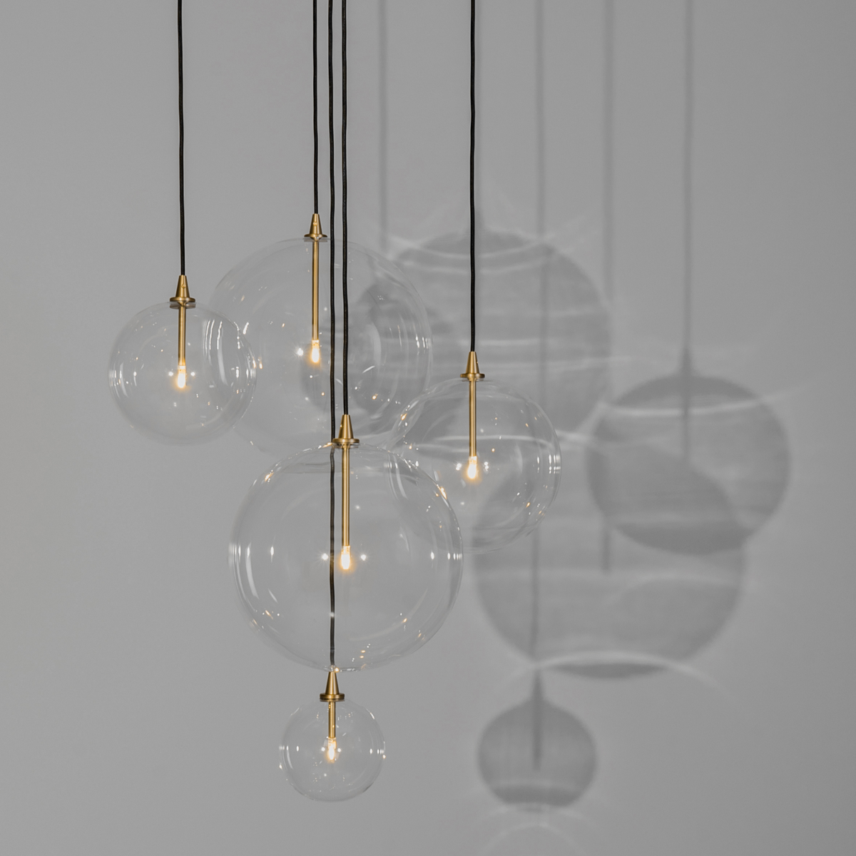 Schwung Cluster 5 Light Mix Chandelier - Transparent Glass