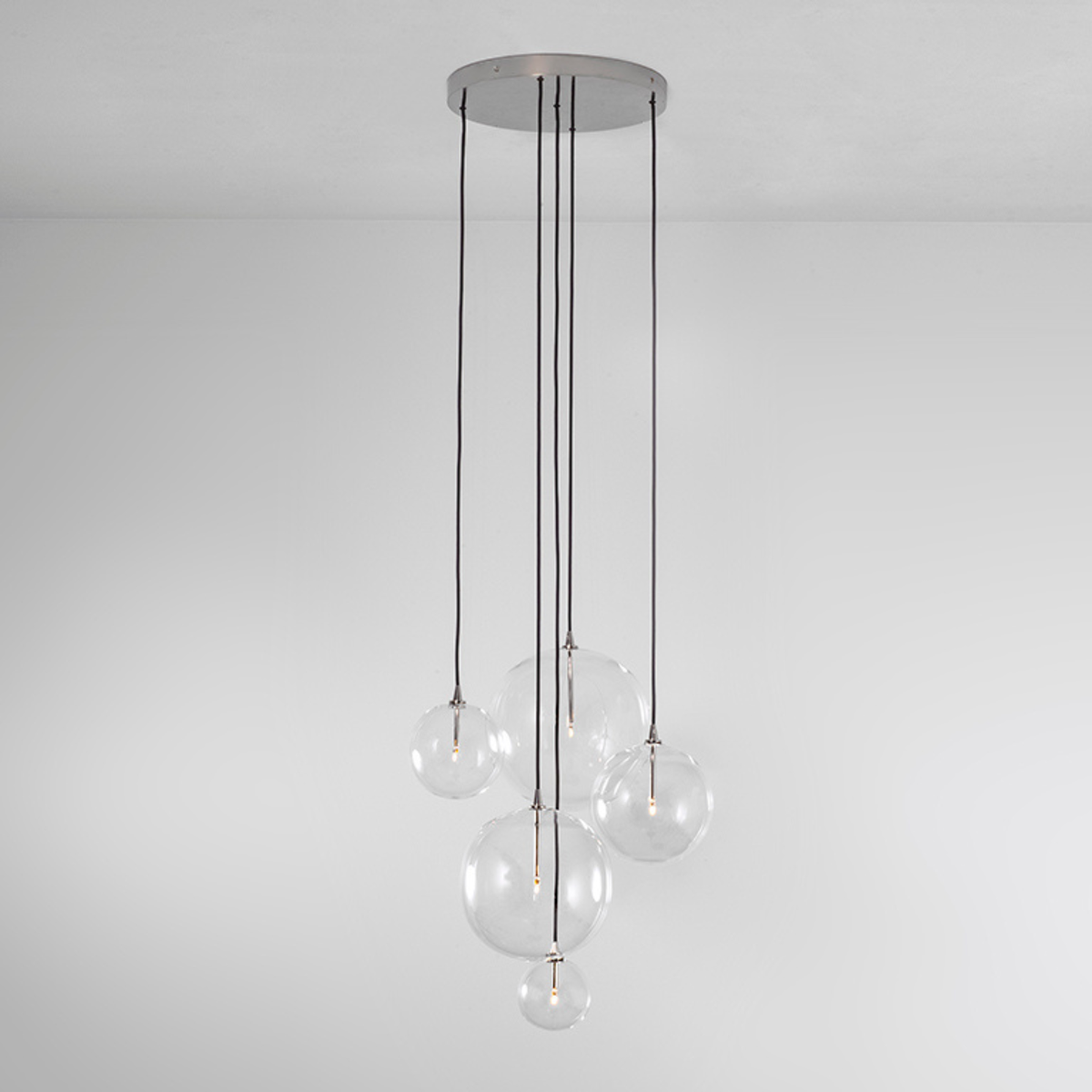 Schwung Cluster 5 Light Mix Chandelier - Transparent Glass