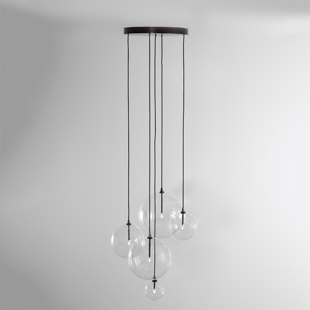 Schwung Cluster 5 Light Mix Chandelier - Transparent Glass