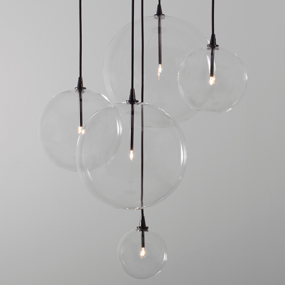 Schwung Cluster 5 Light Mix Chandelier - Transparent Glass