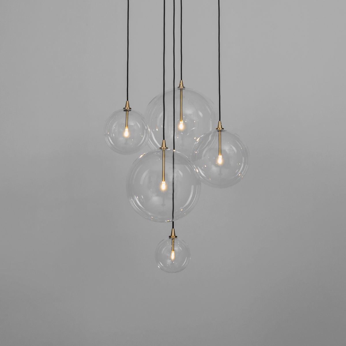 Schwung Cluster 5 Light Mix Chandelier - Transparent Glass