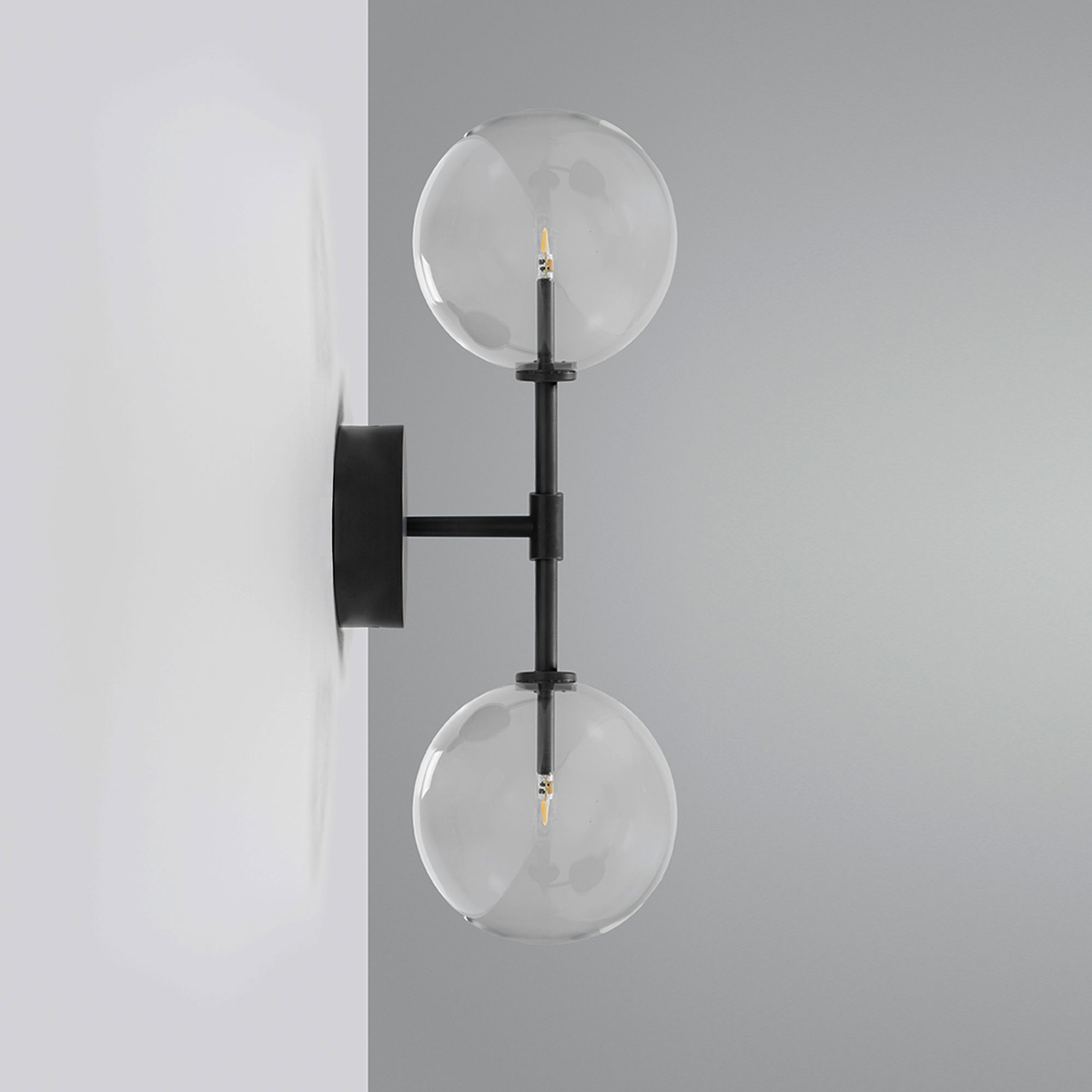 Schwung Dawn Dual Wall Sconce Light - Transparent Glass