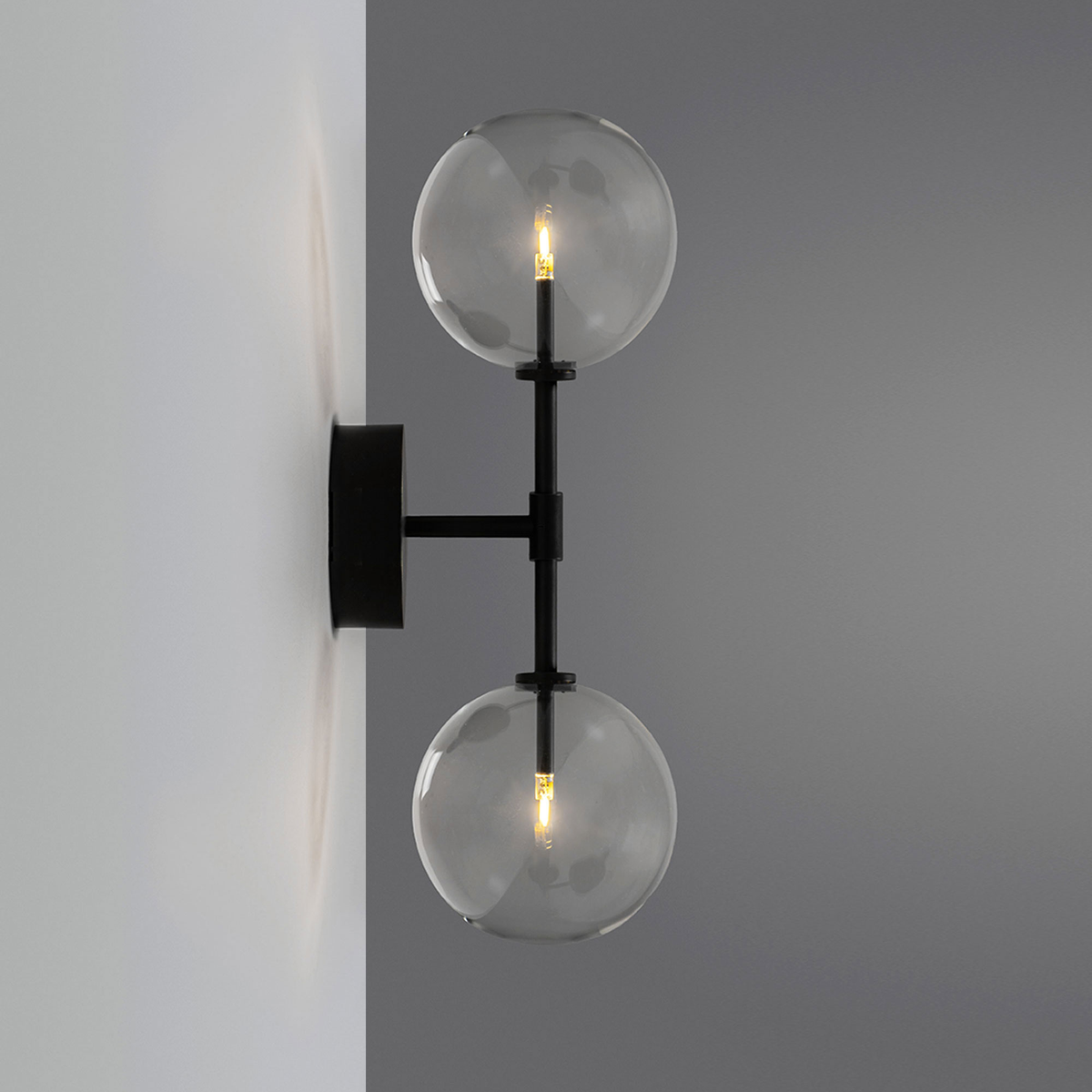 Schwung Dawn Dual Wall Sconce Light - Transparent Glass