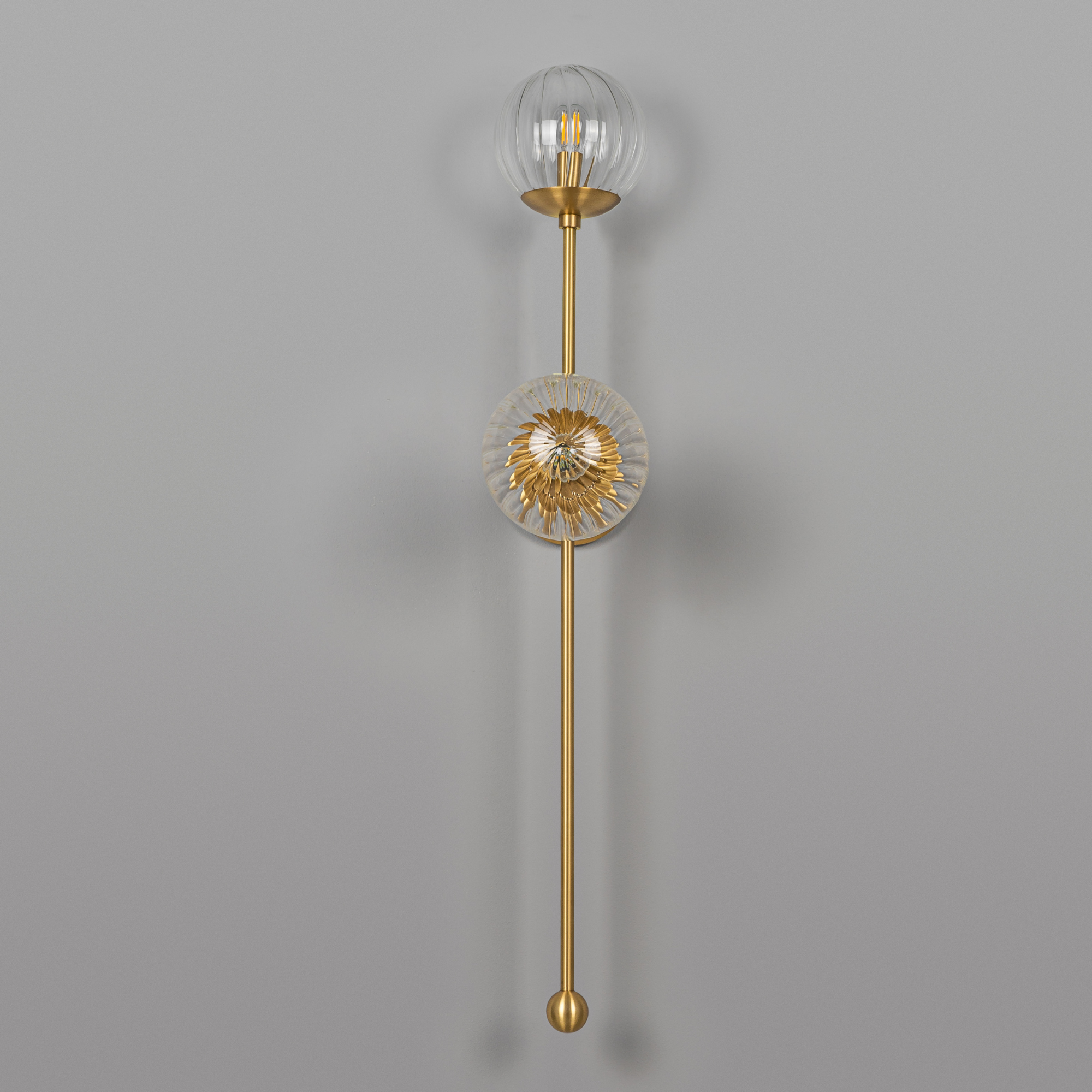 Schwung Globe Dual Wall Sconce Light - Dries Ribbon Glass