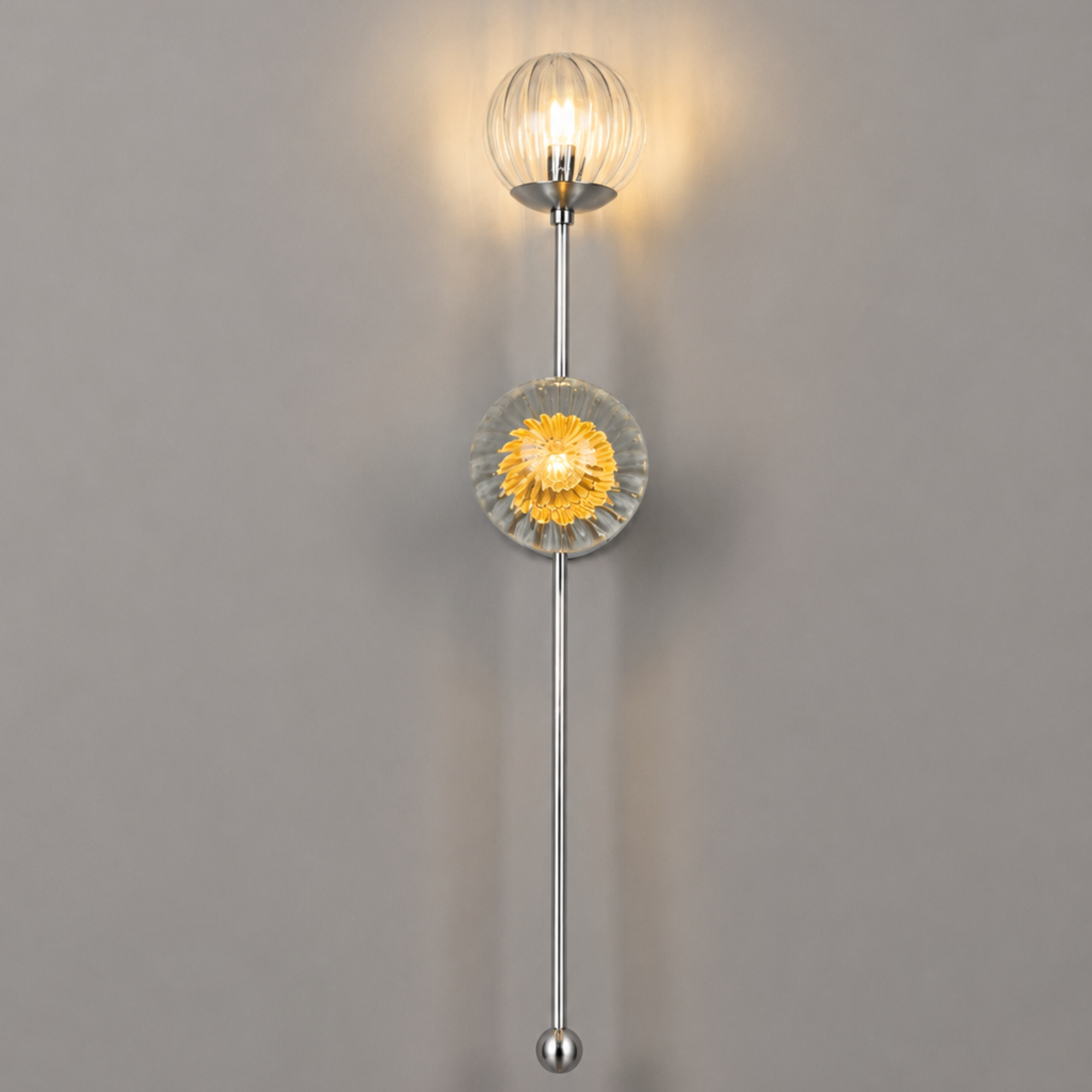 Schwung Globe Dual Wall Sconce Light - Dries Ribbon Glass