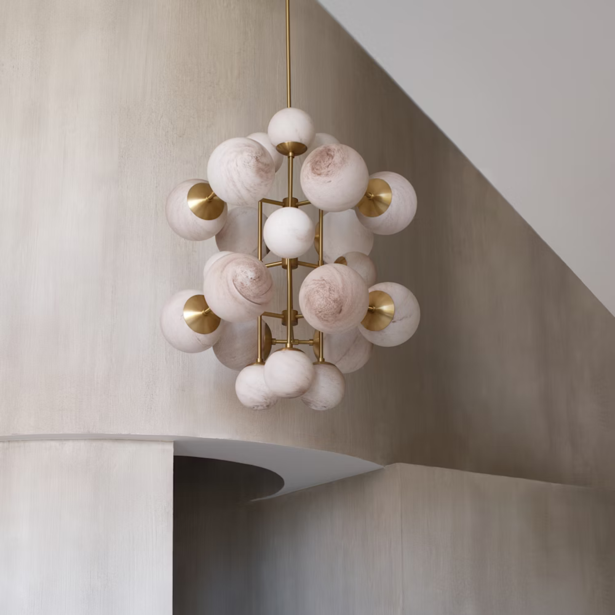 Schwung Glow 21 Light Chandelier - Marble Glass