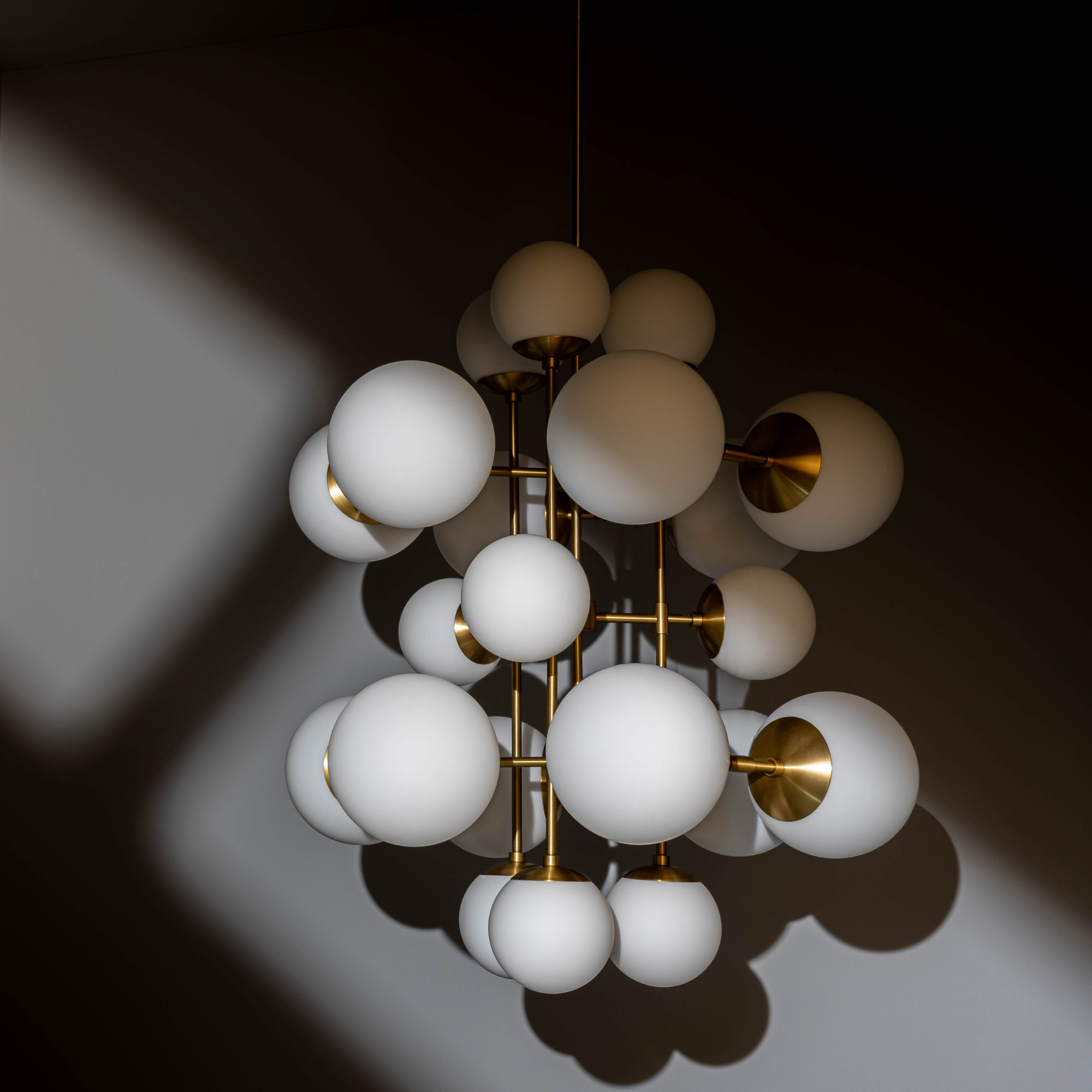 Schwung Glow 21 Light Chandelier - Opal Mat Glass