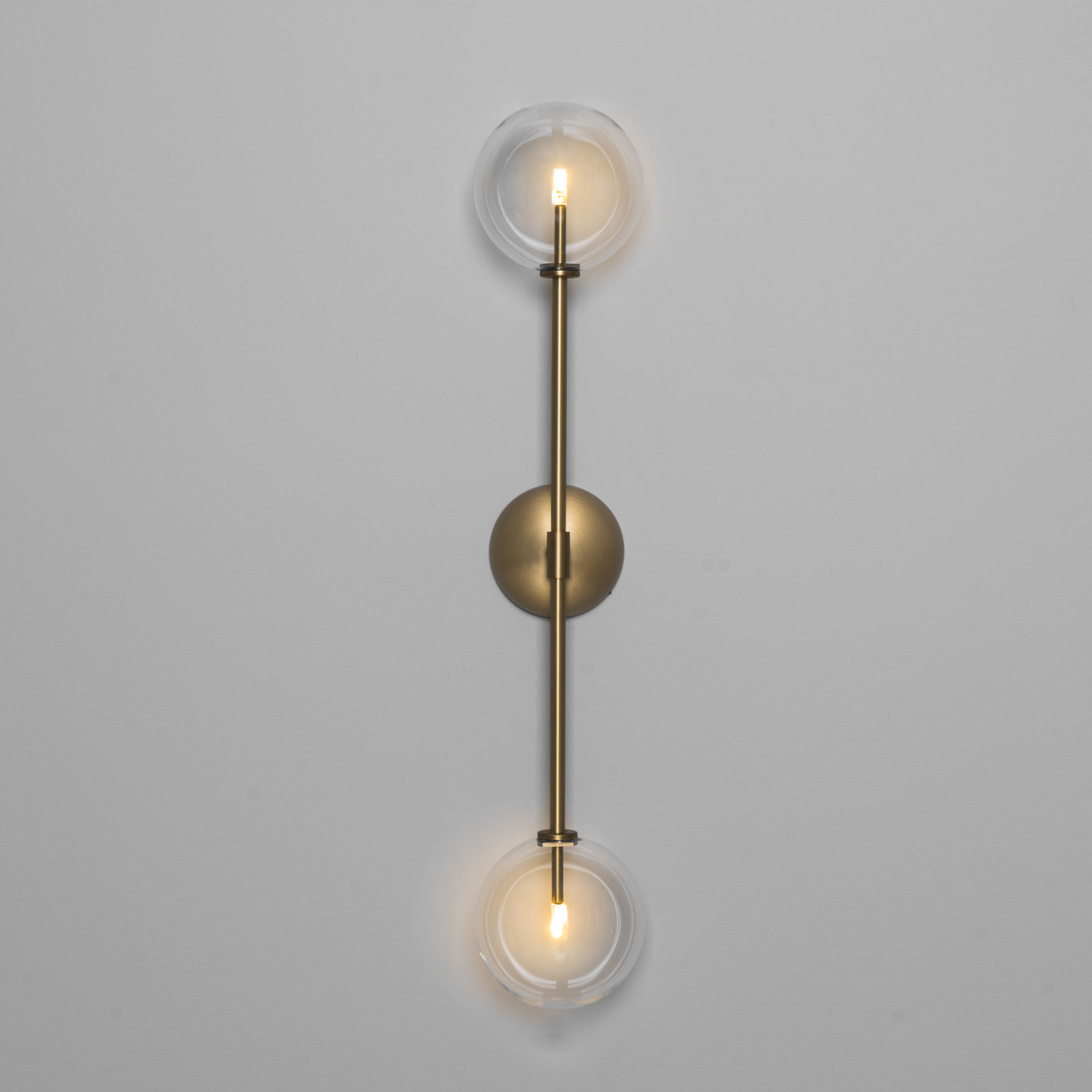 Schwung Miron Dual Wall Sconce Light - Transparent Glass
