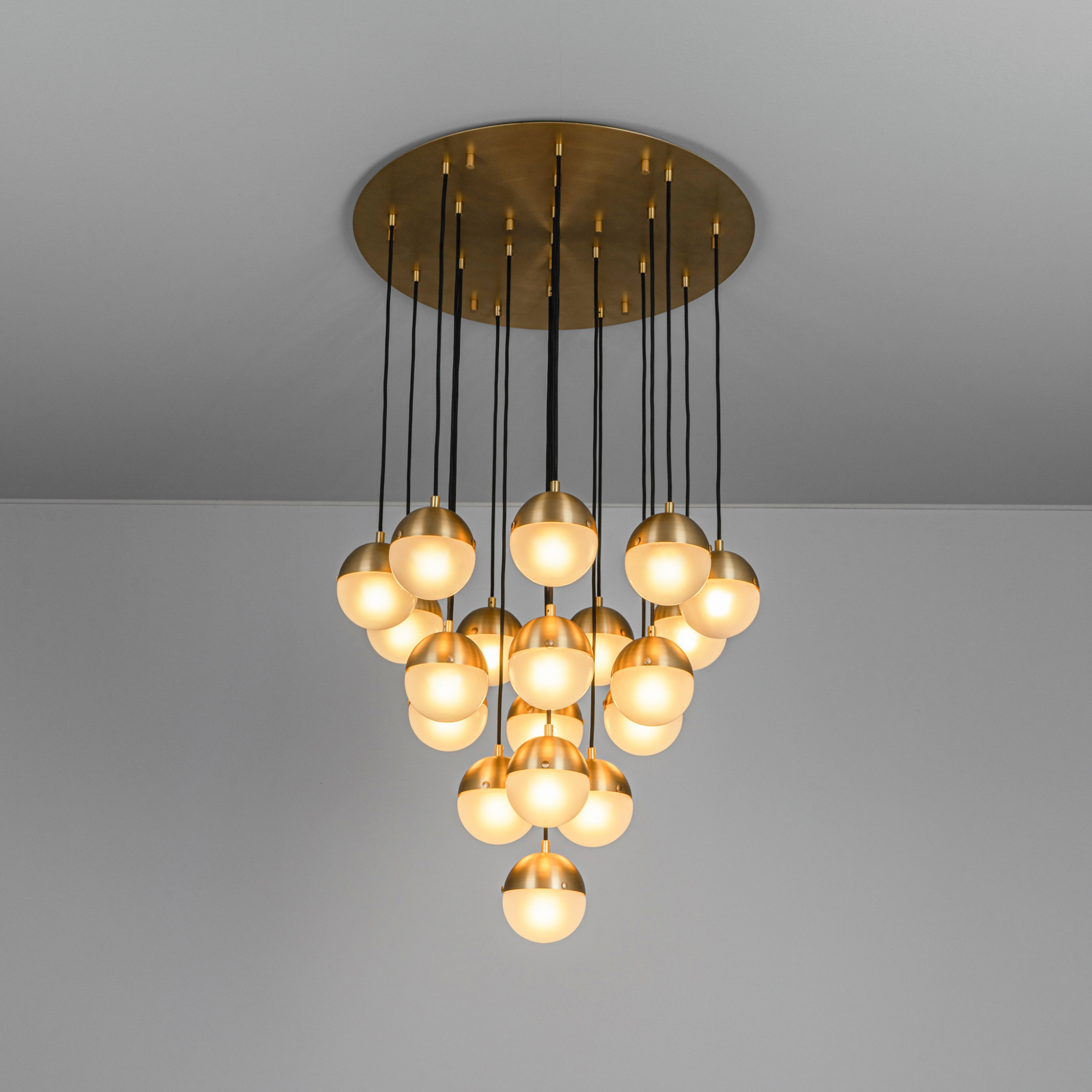 Schwung Molecule Cluster 19 Light Chandelier - Frosted Glass