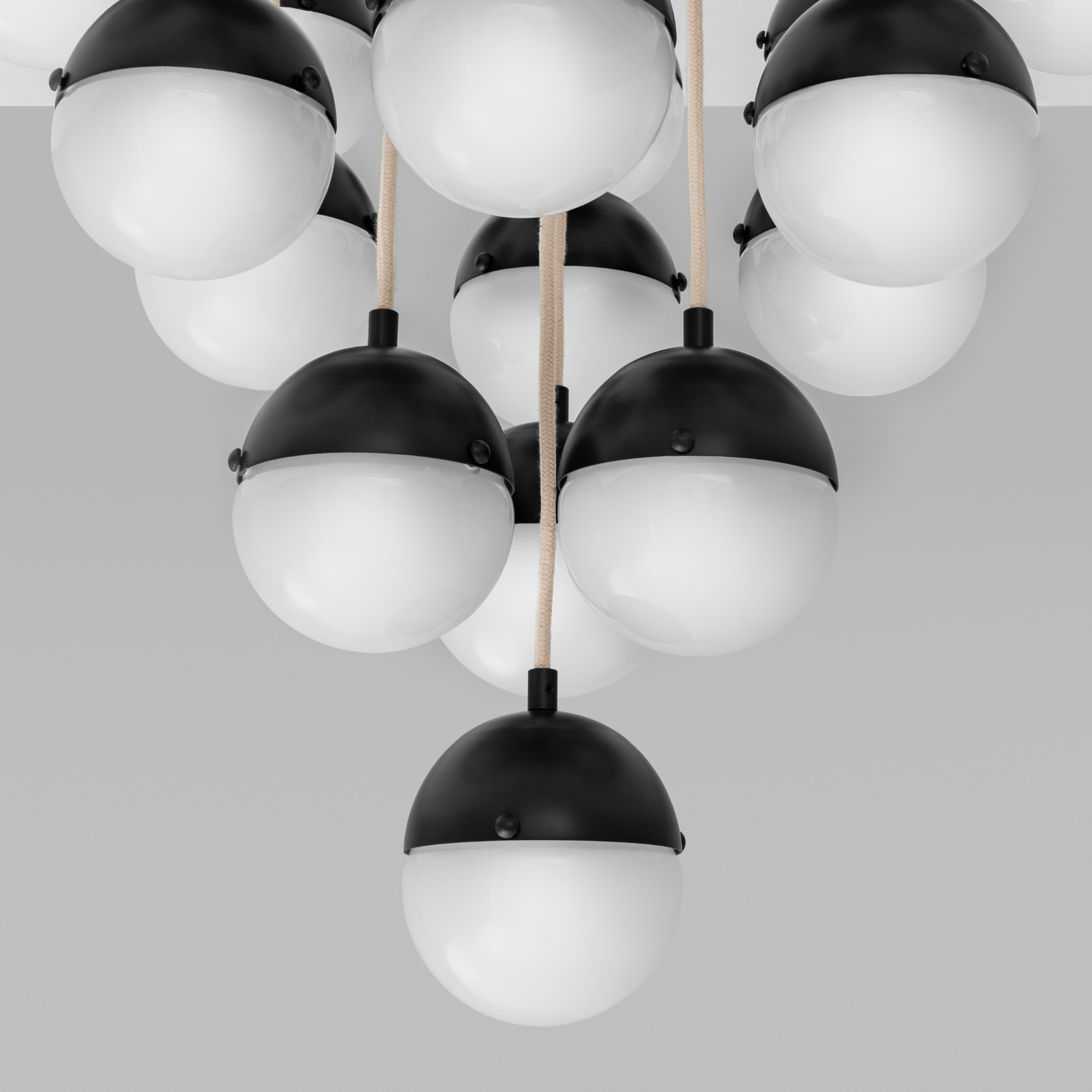 Schwung Molecule Cluster 19 Light Chandelier - Frosted Glass