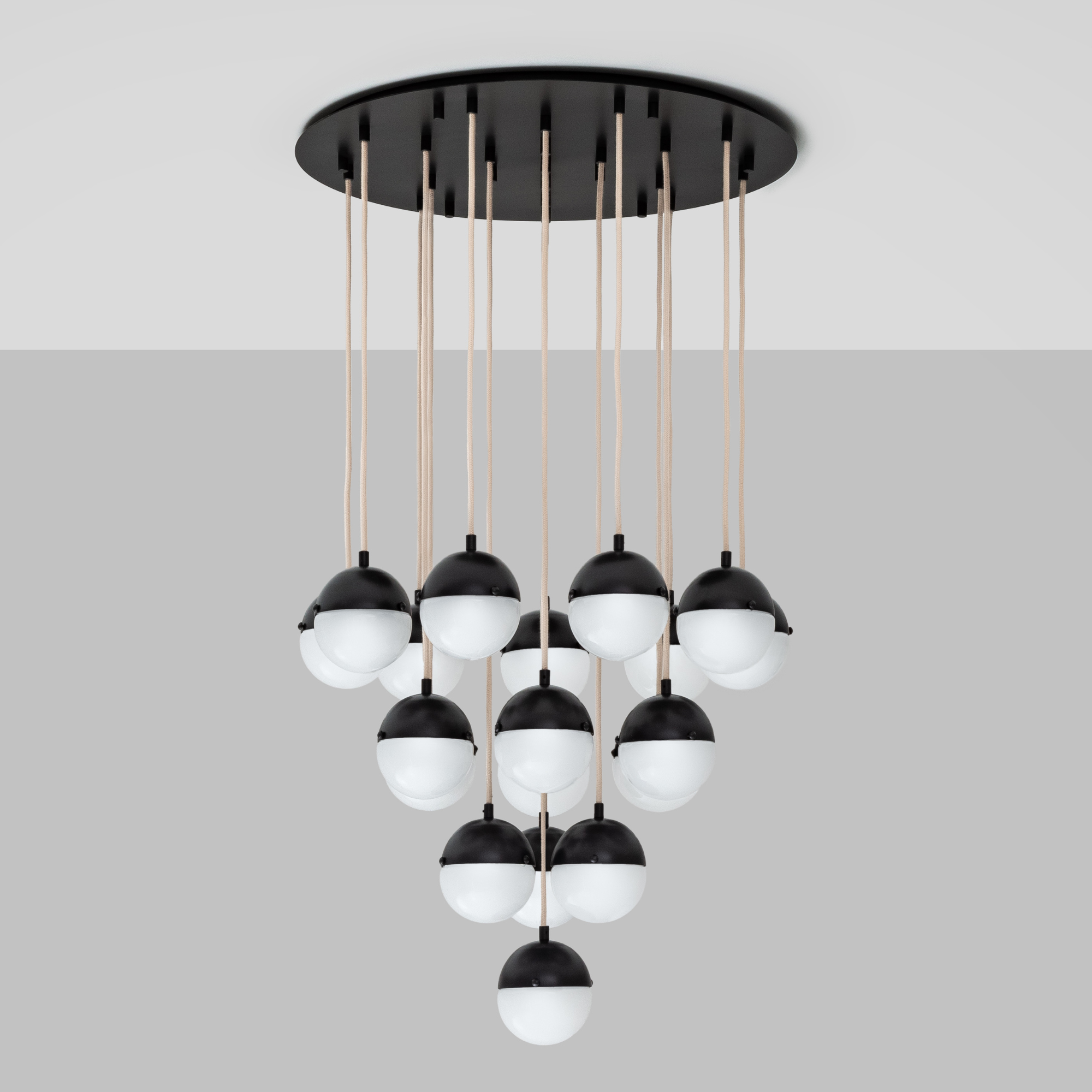 Schwung Molecule Cluster 19 Light Chandelier - Frosted Glass