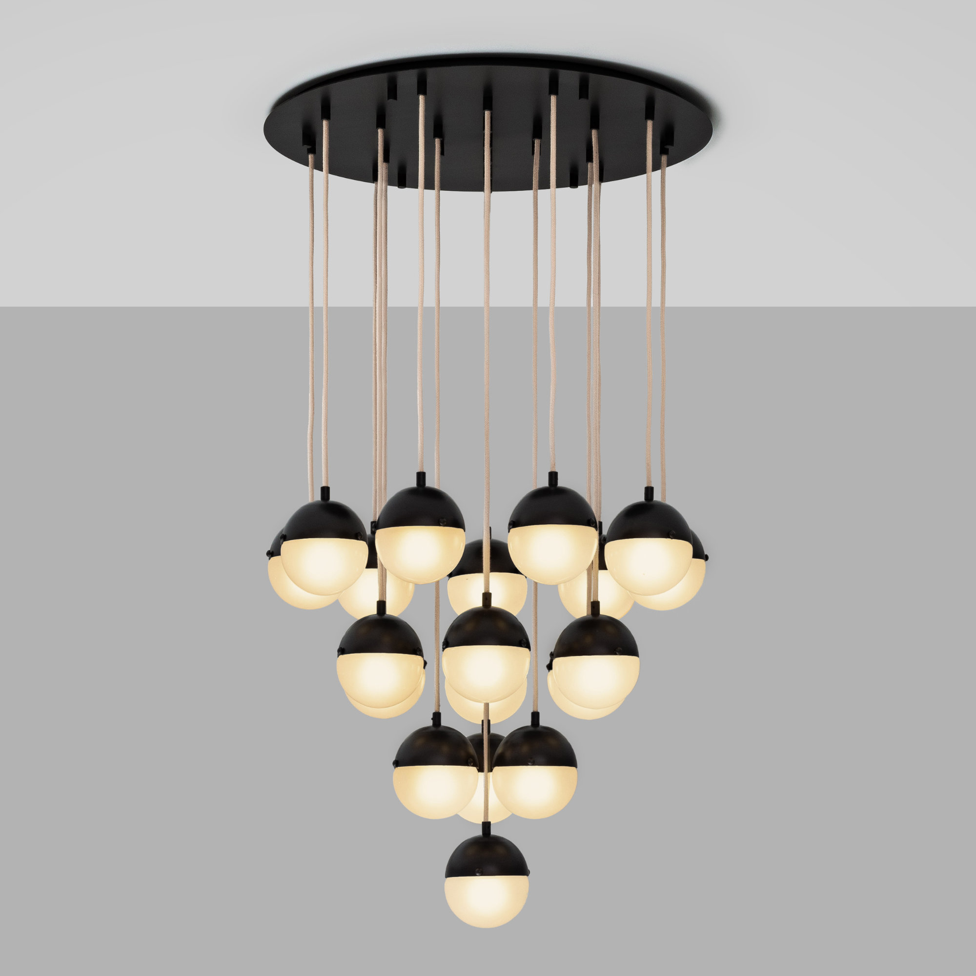 Schwung Molecule Cluster 19 Light Chandelier - Frosted Glass
