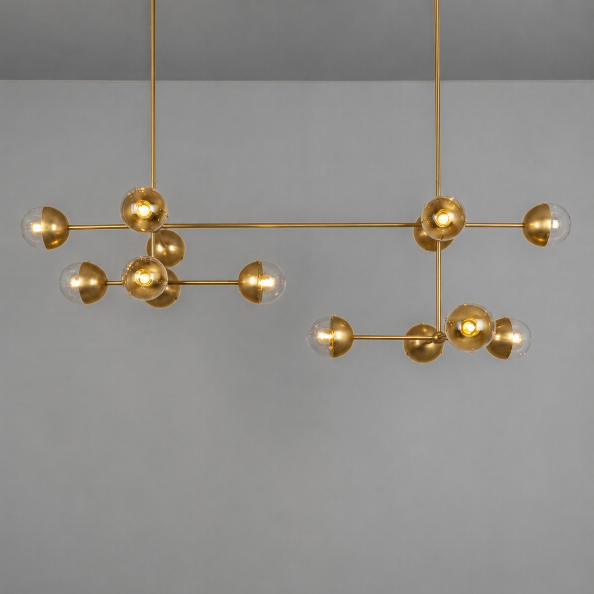 Schwung Molecule Linear 14 Light Chandelier - Transparent Glass