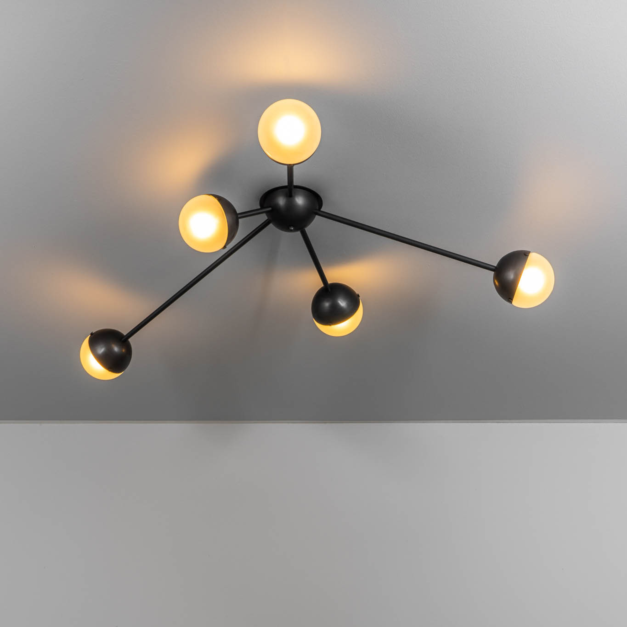Schwung Molecule Spark 5 Light Flush/Wall Sconce Light - Frosted Glass