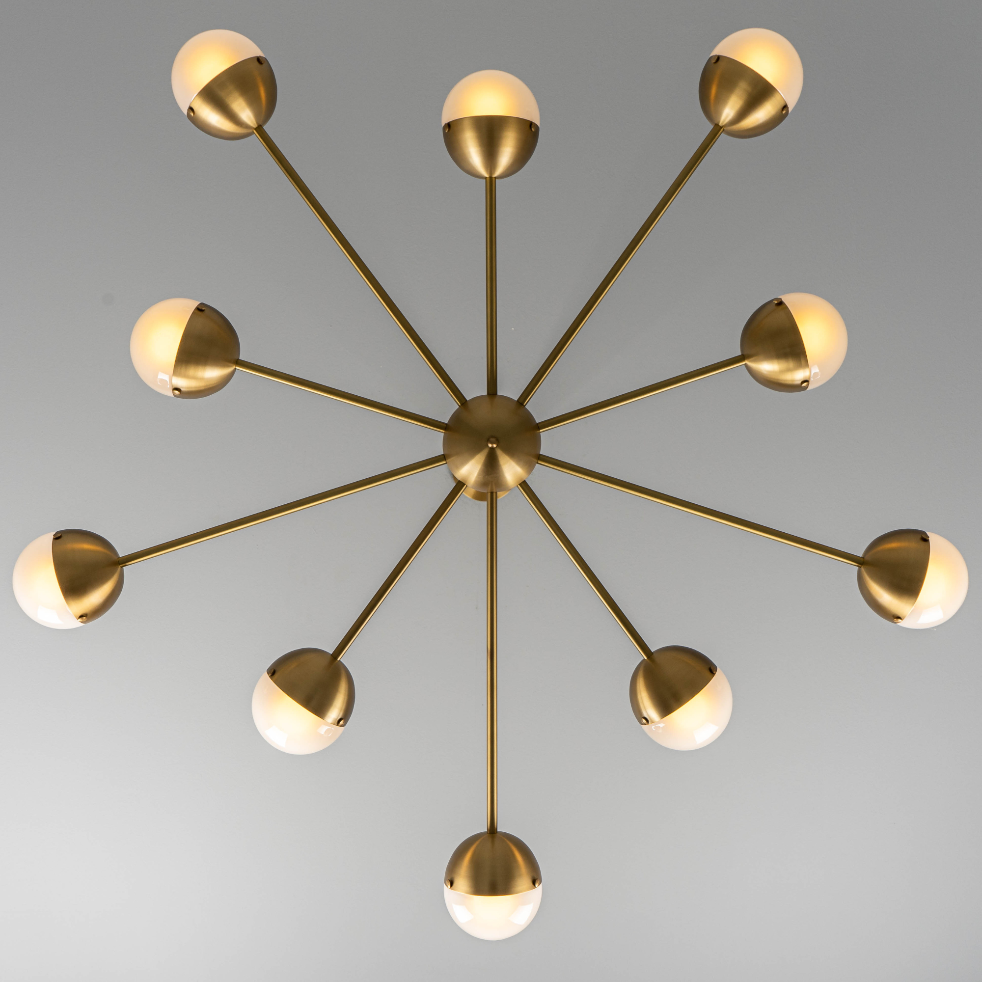 Schwung Molecule Spark Round 10 Light Chandelier - Frosted Glass