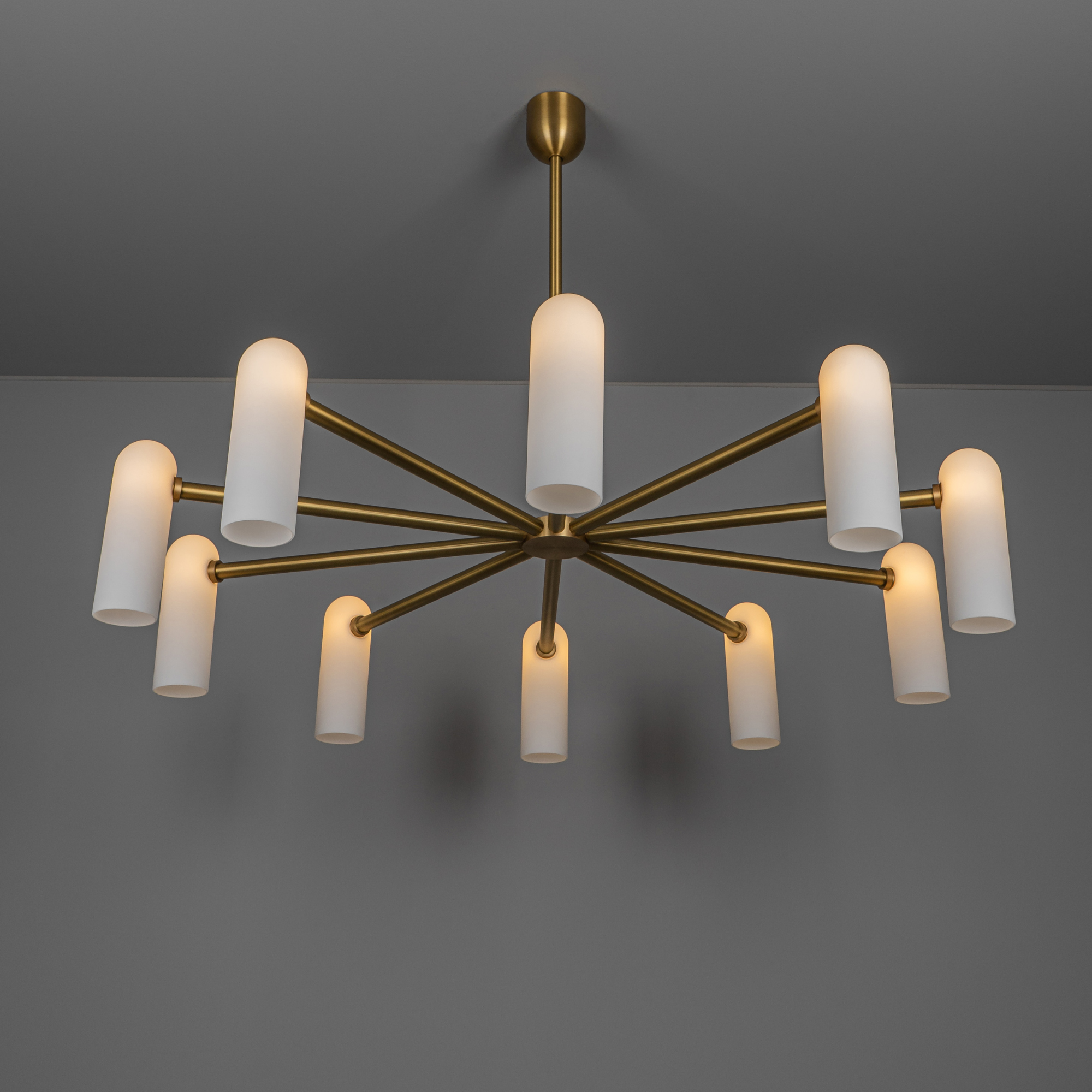Schwung Odyssey Round Large 10 Light Chandelier - Opal Mat Glass