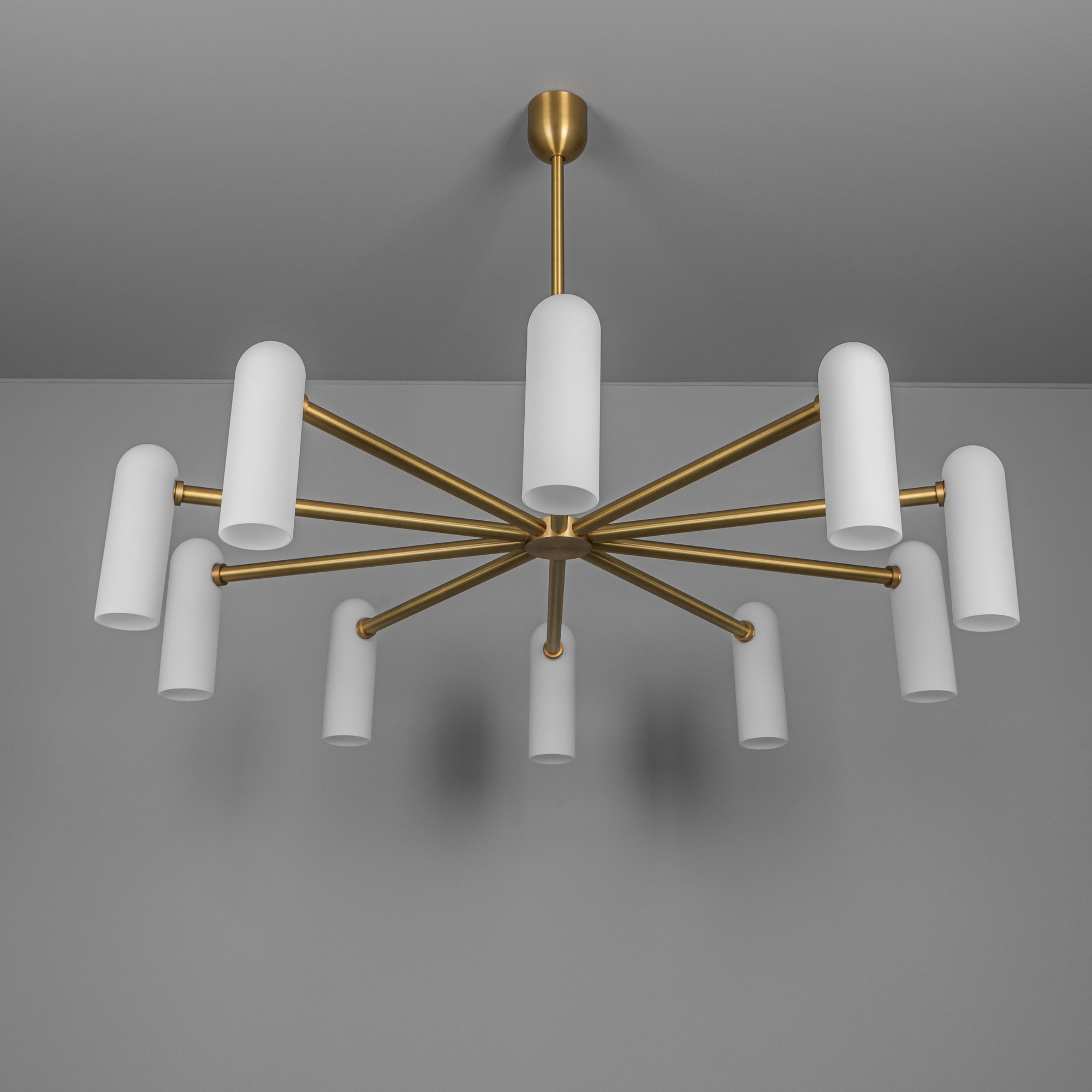 Schwung Odyssey Round Large 10 Light Chandelier - Opal Mat Glass