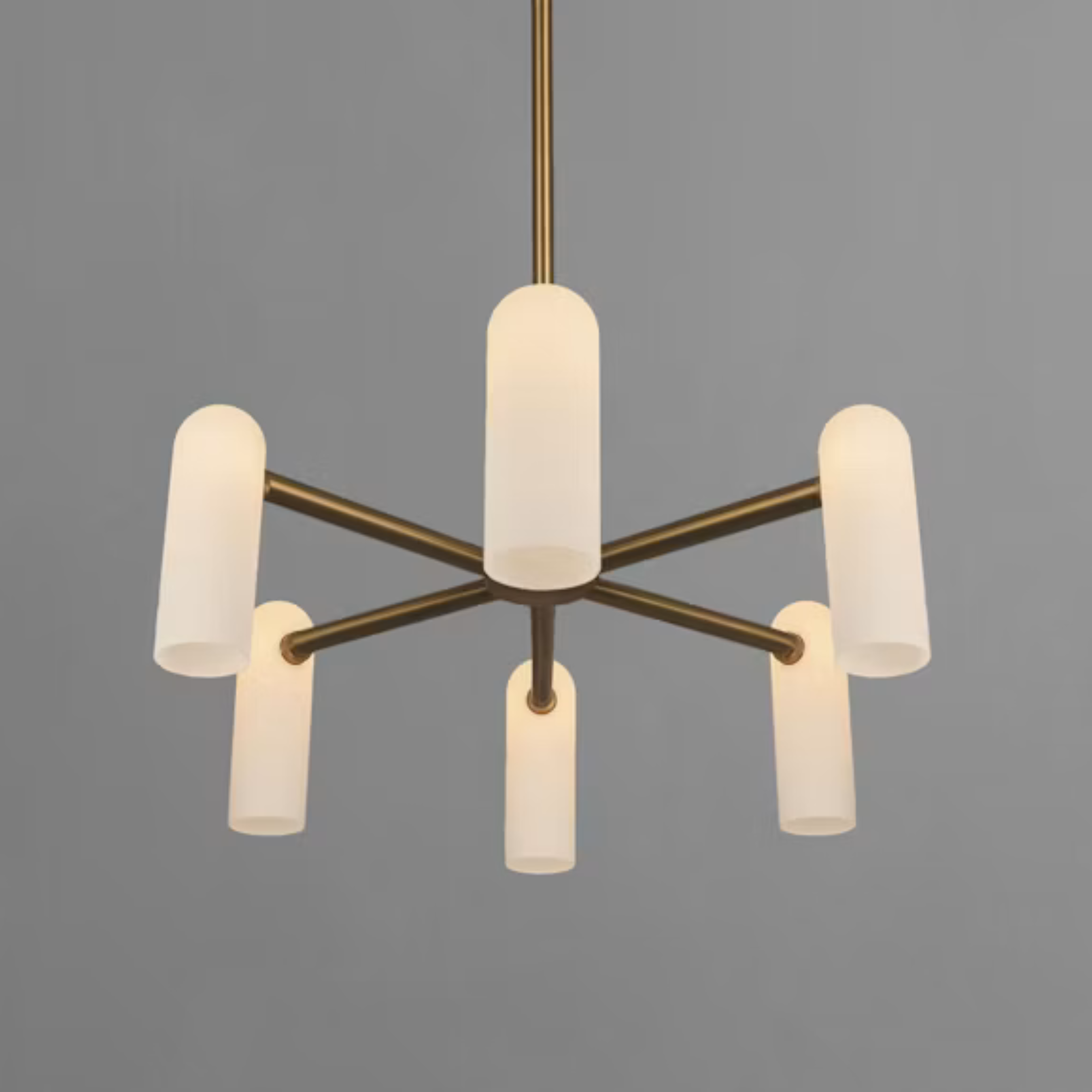 Schwung Odyssey Round Small 6 Light Chandelier - Opal Mat Glass