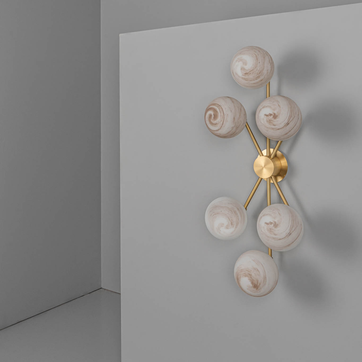 Schwung Orion 6 Light Flush/Wall Sconce Light - Marble Glass
