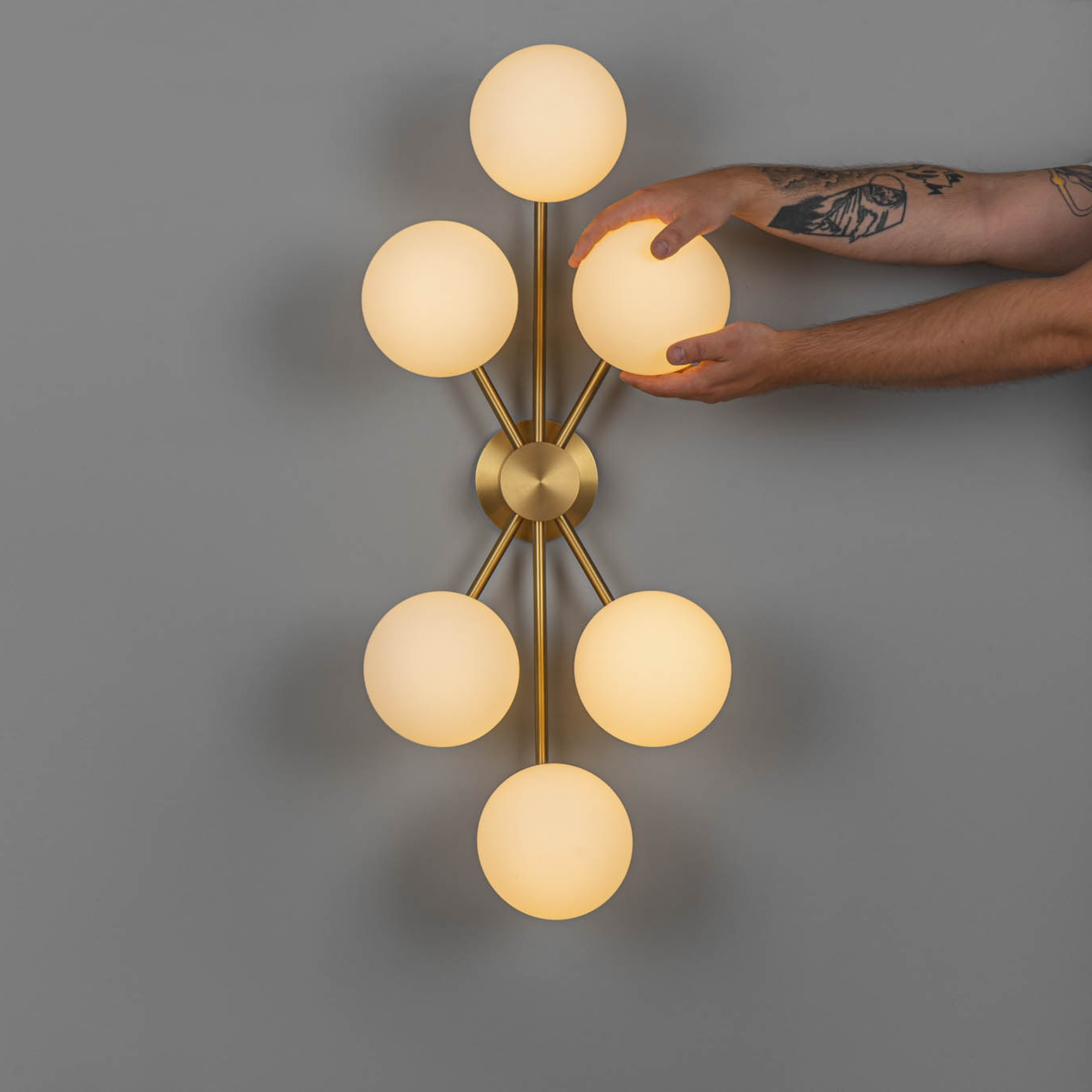 Schwung Orion 6 Light Flush/Wall Sconce Light - Opal Mat Glass