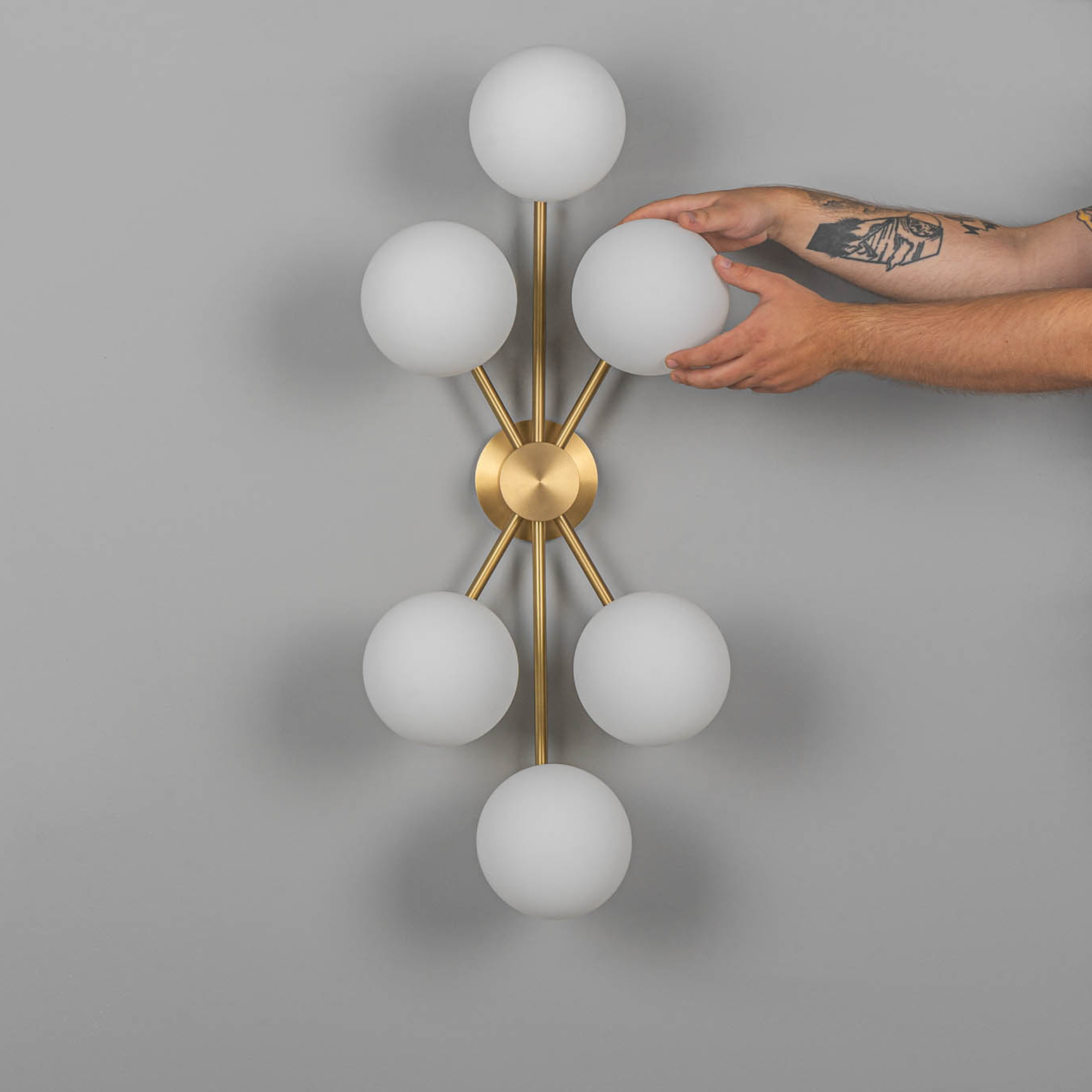 Schwung Orion 6 Light Flush/Wall Sconce Light - Opal Mat Glass