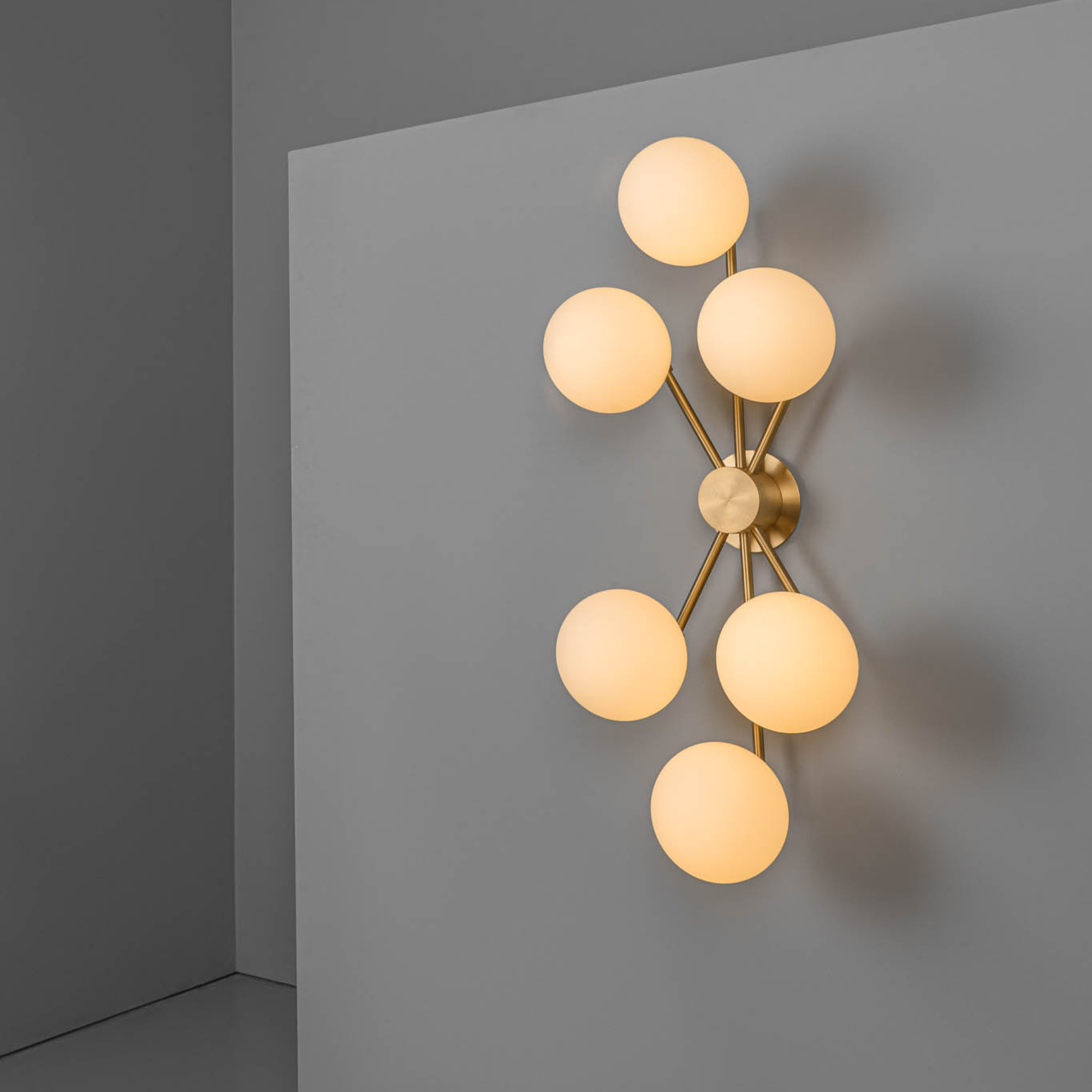 Schwung Orion 6 Light Flush/Wall Sconce Light - Opal Mat Glass