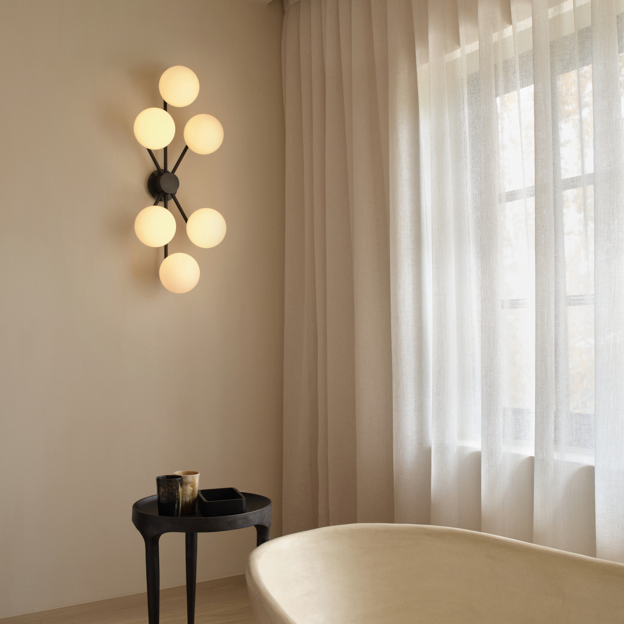 Schwung Orion 6 Light Flush/Wall Sconce Light - Opal Mat Glass