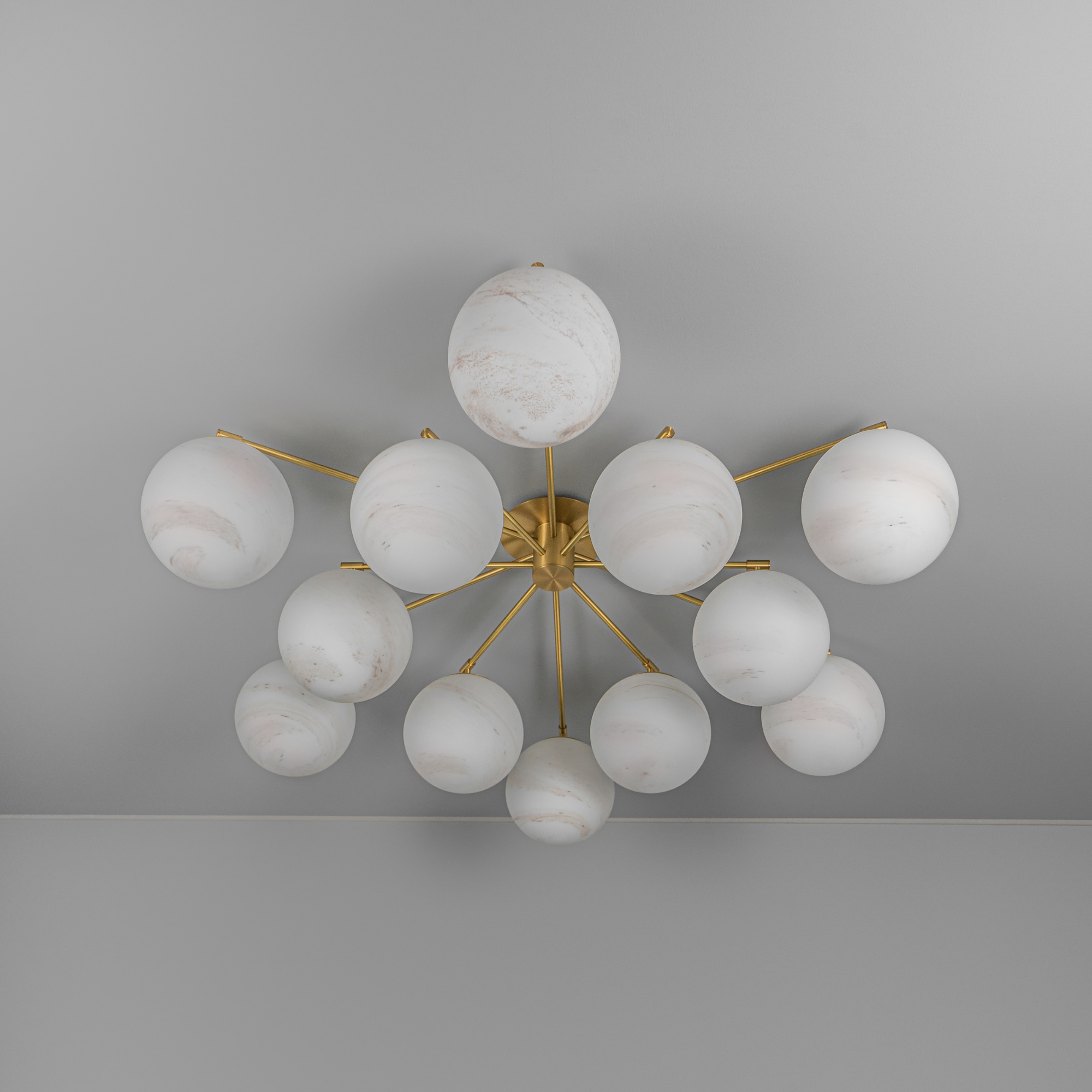 Schwung Orion Round 12 Light Chandelier/Flush - Marble Glass