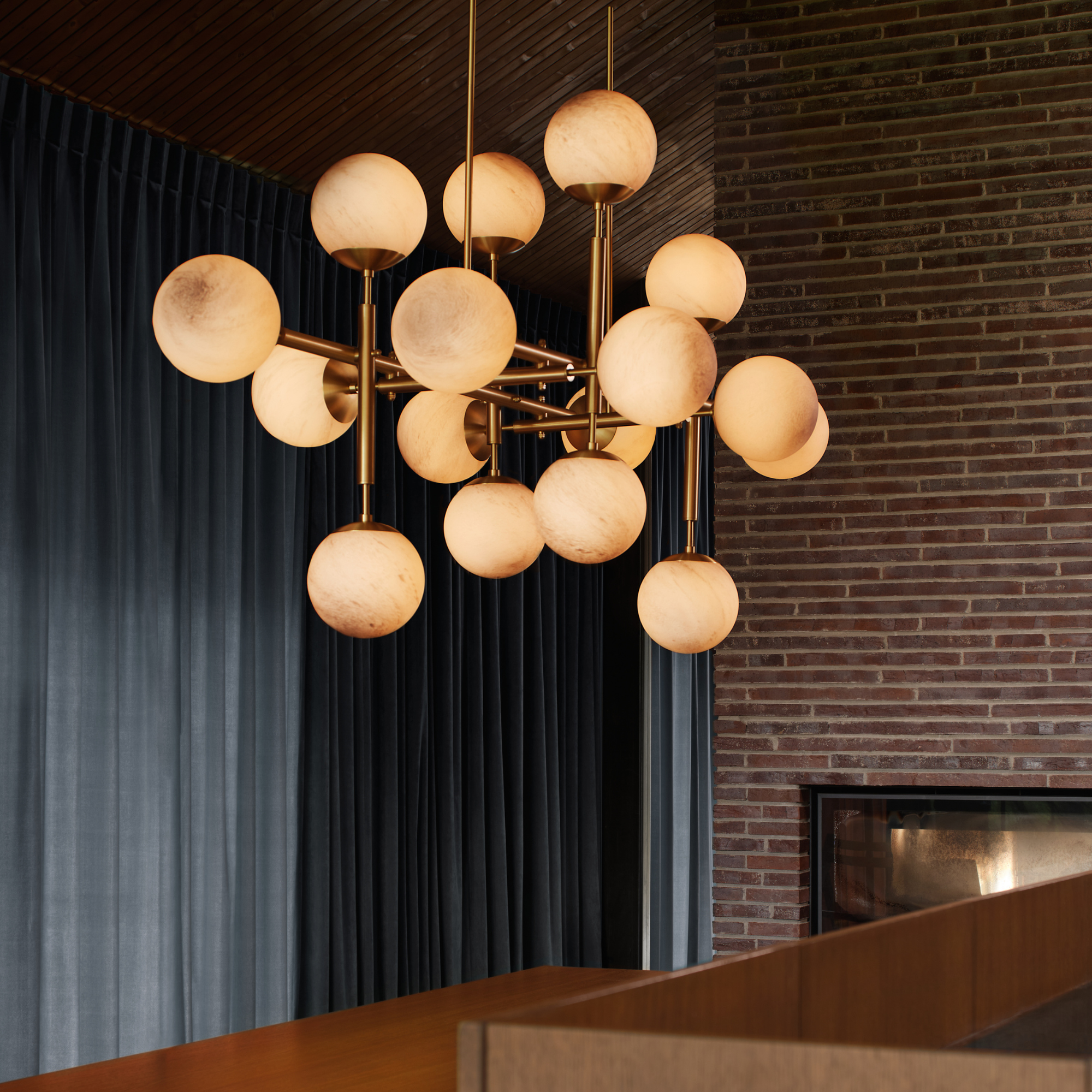 Schwung Riegel 16 Light Chandelier - Marble Glass