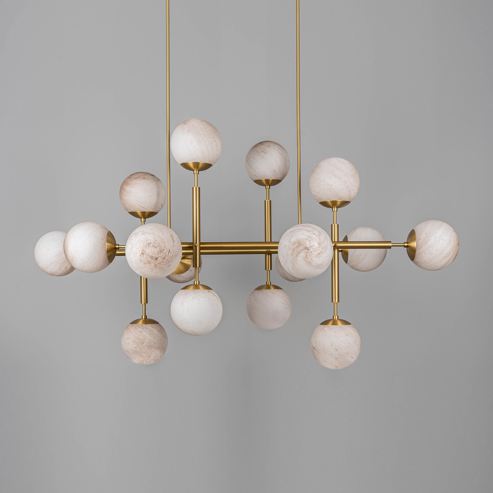 Schwung Riegel 16 Light Chandelier - Marble Glass