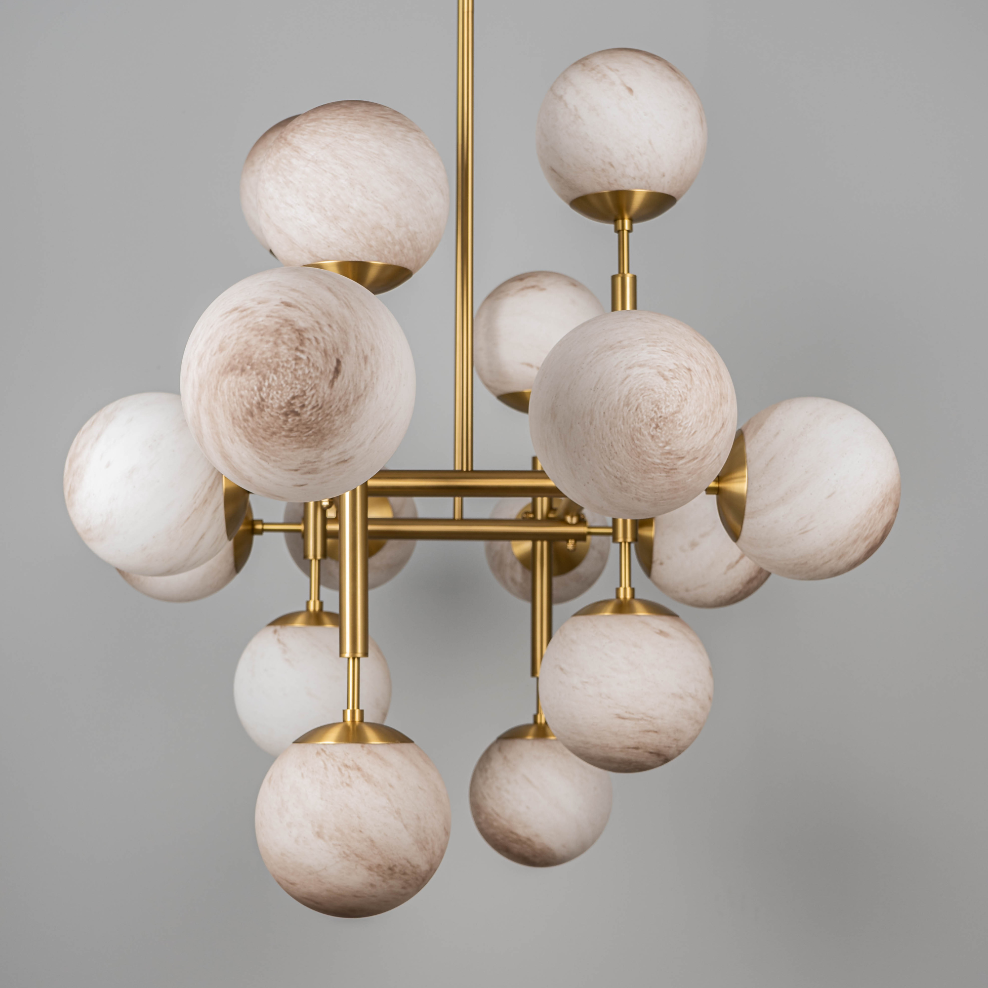 Schwung Riegel 16 Light Chandelier - Marble Glass